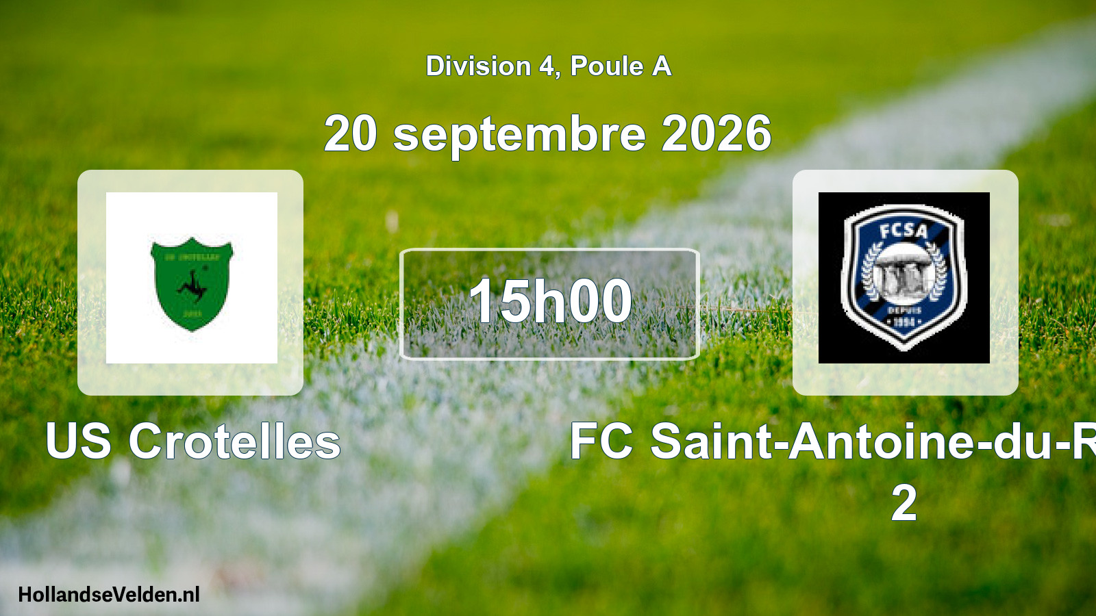 Scheduled Match: US Crotelles - FC Saint-Antoine-du-Rocher 2 (20 September 2026)