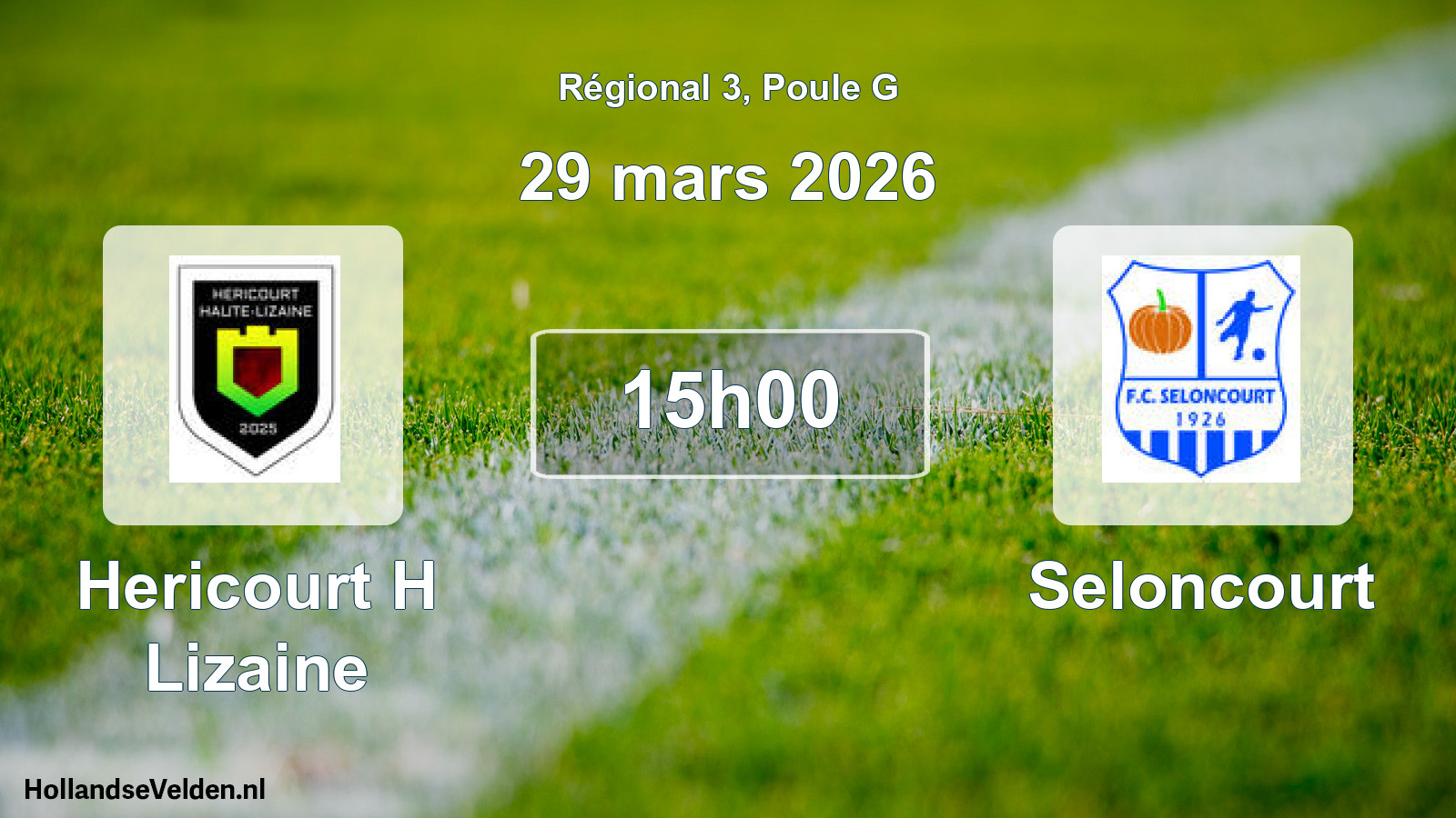 Geplande wedstrijd: Hericourt H Lizaine - Seloncourt (29 mars 2026)