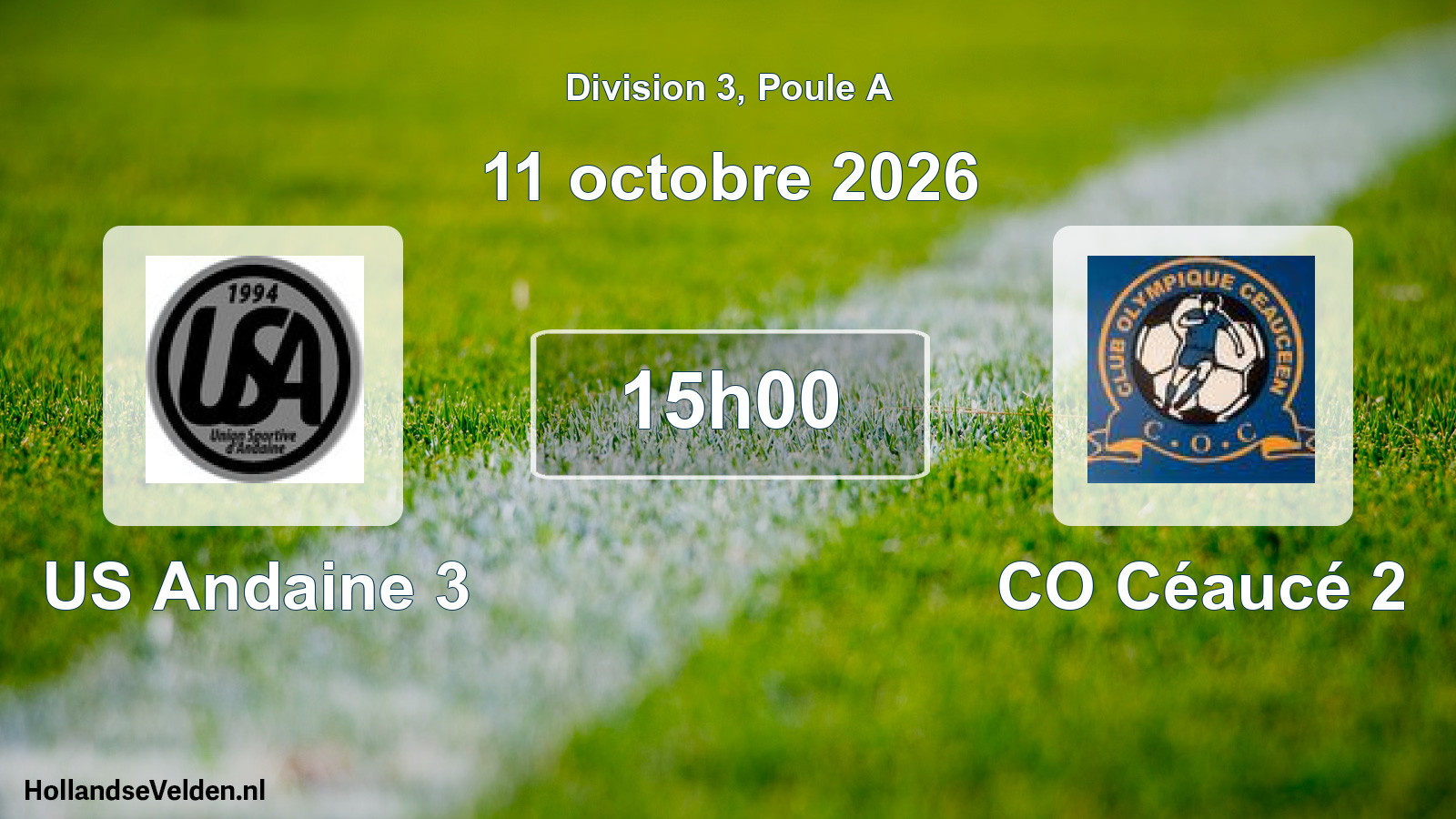 Match programmé: US Andaine 3 - CO Céaucé 2 (11 octobre 2026)