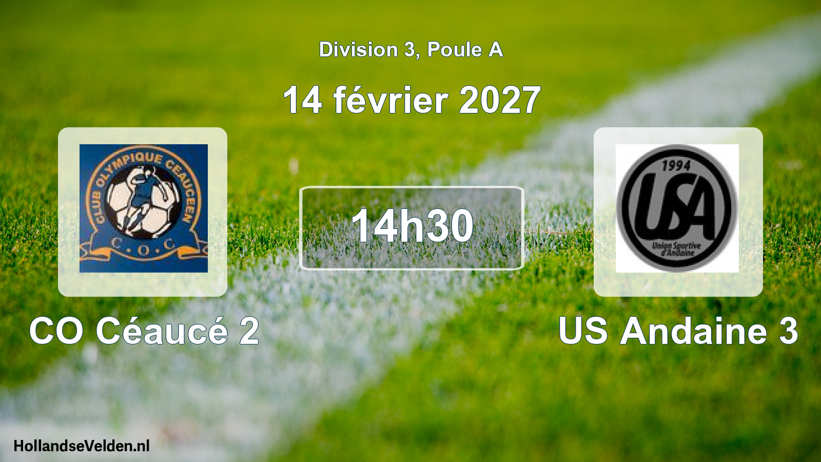 Match programmé: CO Céaucé 2 - US Andaine 3 (14 février 2027)