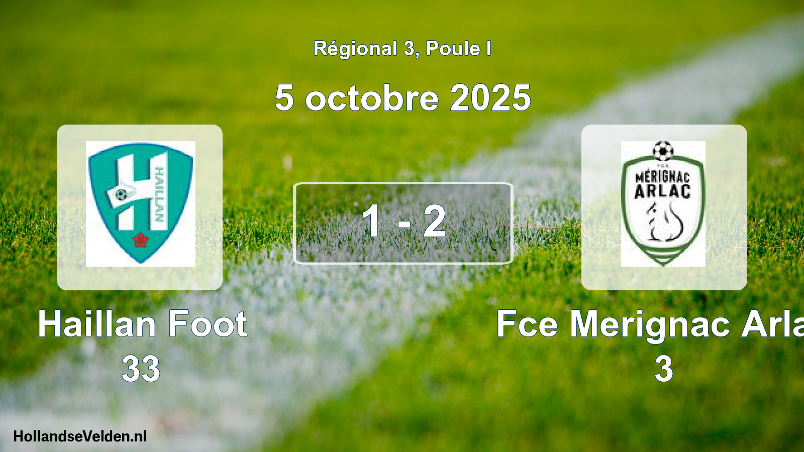 Total number of matches played: Haillan Foot 33 - Fce Merignac Arlac 3 1 - 2 (5 October 2025)