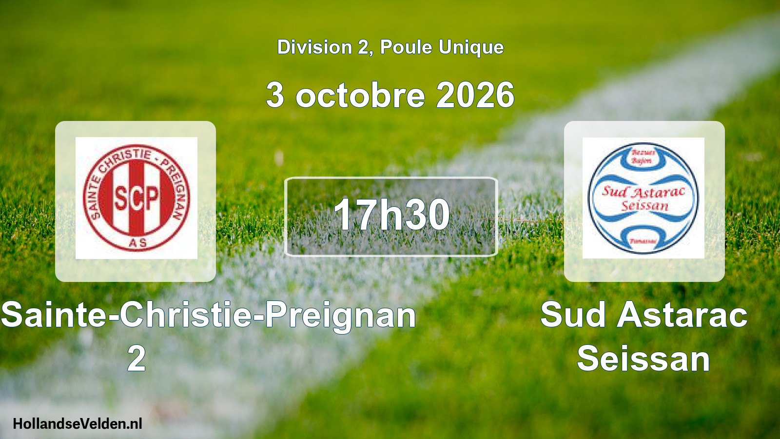 Match programmé: SCP AS Sainte-Christie-Preignan 2 - Sud Astarac Seissan (3 octobre 2026)