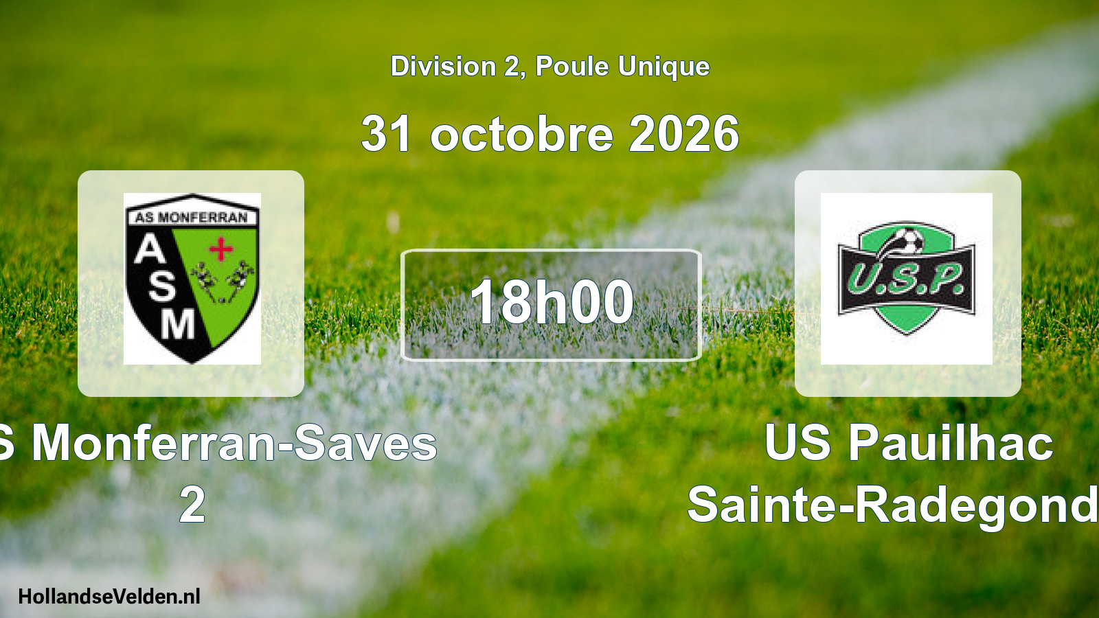 Match programmé: AS Monferran-Saves 2 - US Pauilhac Sainte-Radegonde (31 octobre 2026)