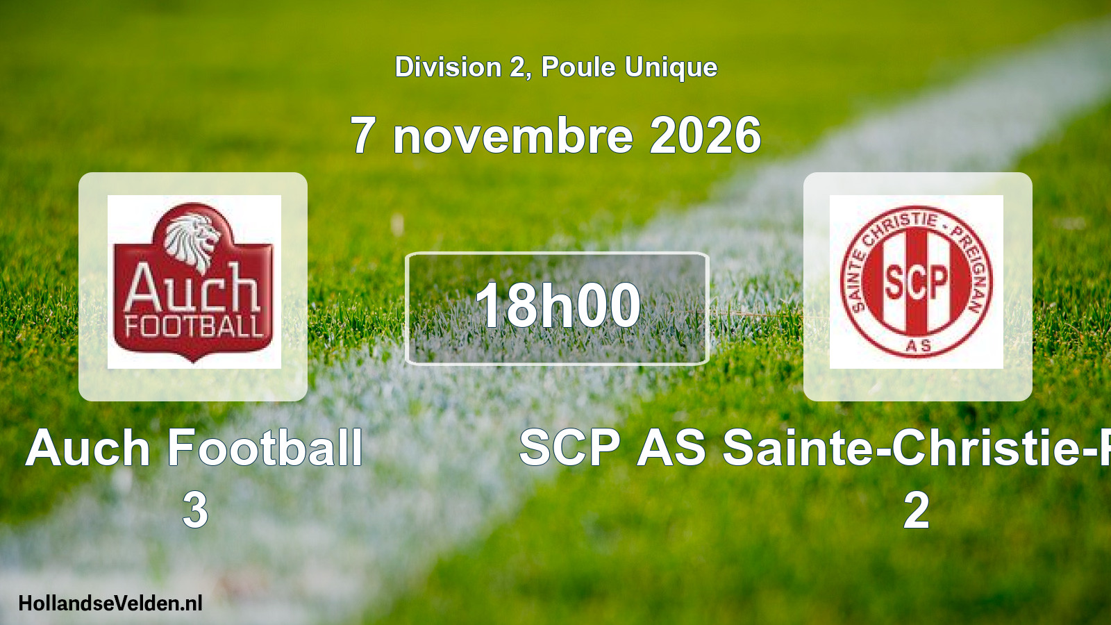 Scheduled Match: Auch Football 3 - SCP AS Sainte-Christie-Preignan 2 (7 November 2026)