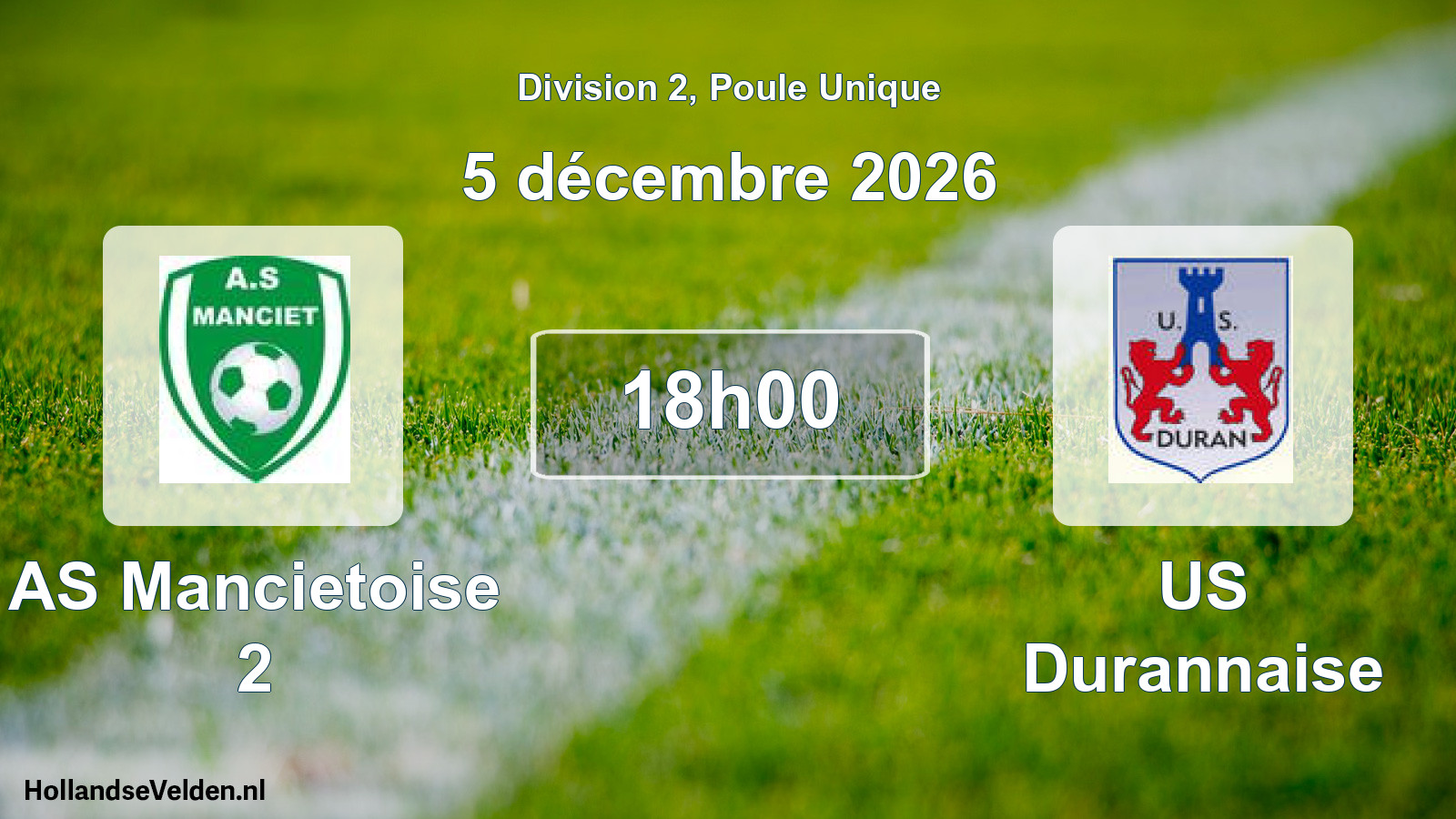 Scheduled Match: AS Mancietoise 2 - US Durannaise (5 December 2026)
