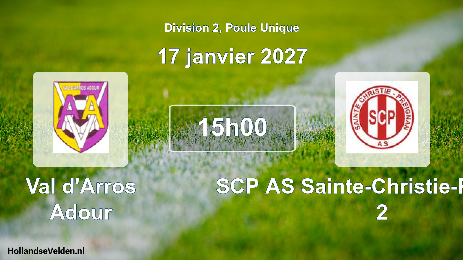 Match programmé: Val d'Arros Adour - SCP AS Sainte-Christie-Preignan 2 (17 janvier 2027)