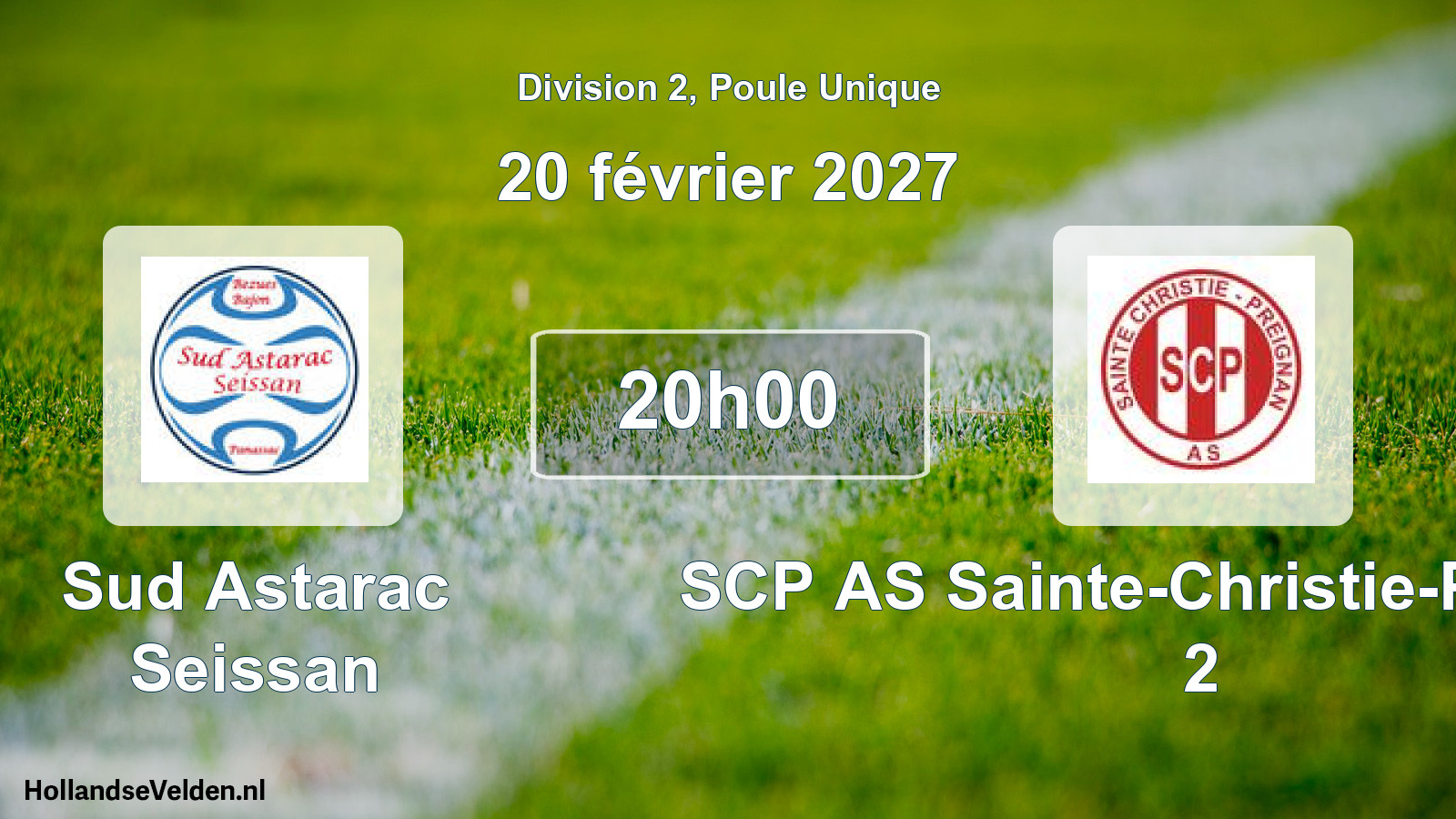 Geplande wedstrijd: Sud Astarac Seissan - SCP AS Sainte-Christie-Preignan 2 (20 februari 2027)