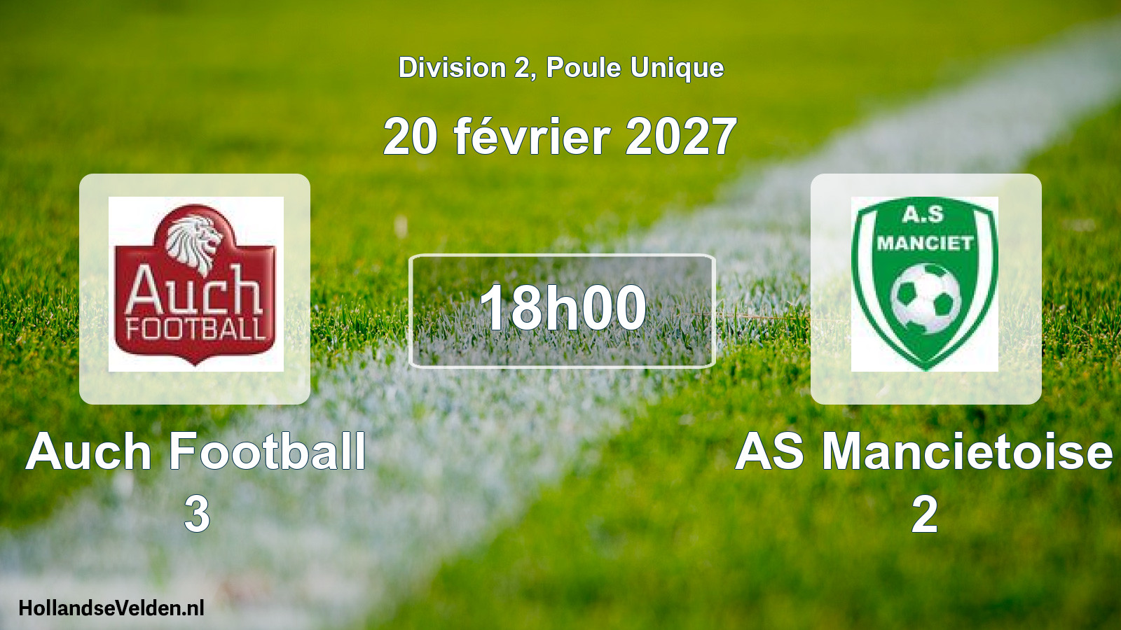 Geplande wedstrijd: Auch Football 3 - AS Mancietoise 2 (20 februari 2027)