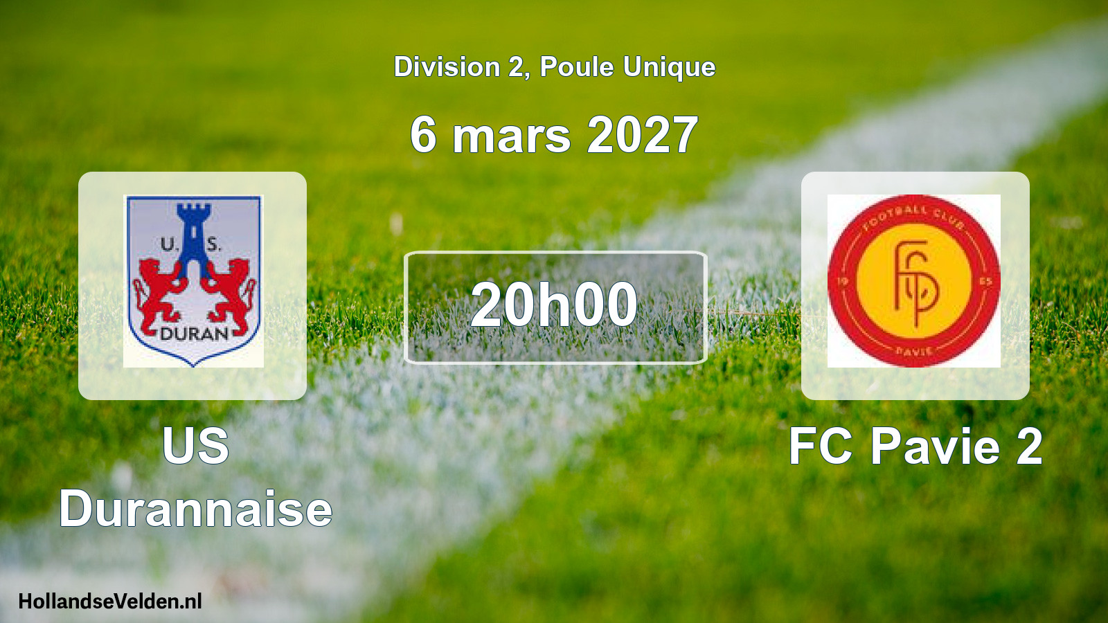 Match programmé: US Durannaise - FC Pavie 2 (6 mars 2027)