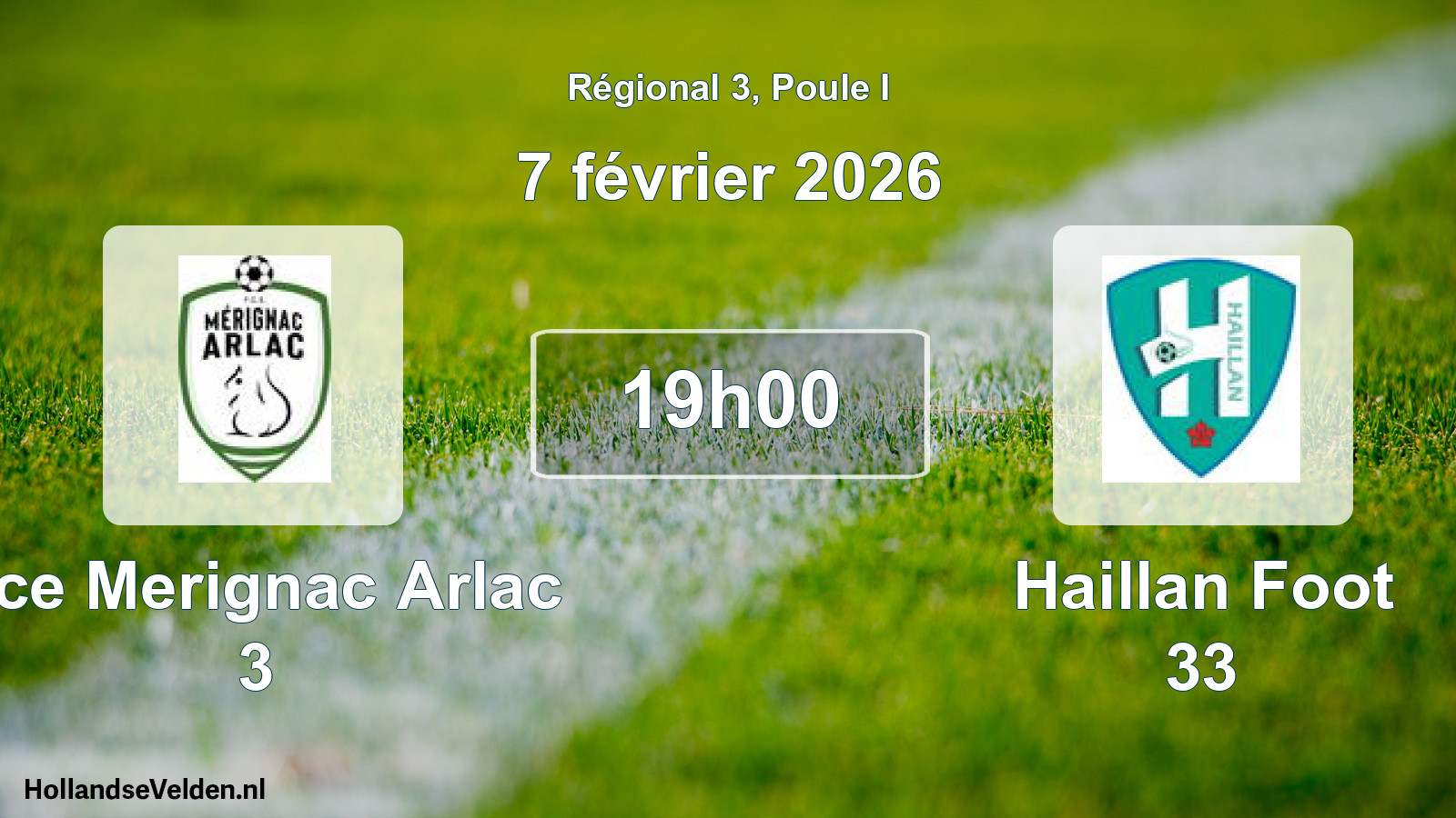 Geplande wedstrijd: Fce Merignac Arlac 3 - Haillan Foot 33 (7 février 2026)