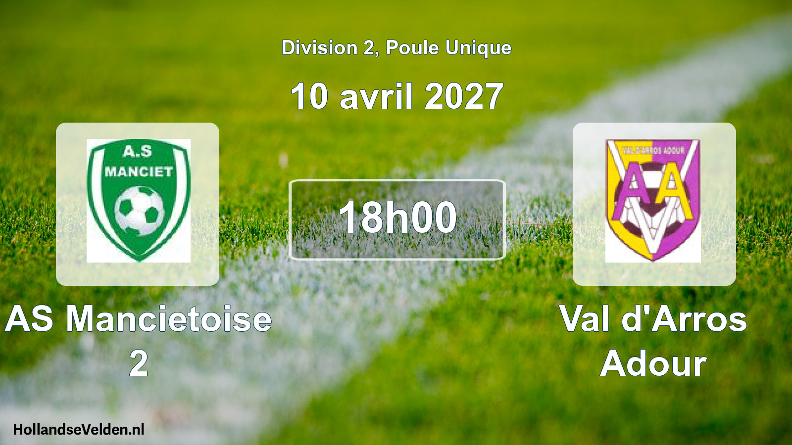 Match programmé: AS Mancietoise 2 - Val d'Arros Adour (10 avril 2027)