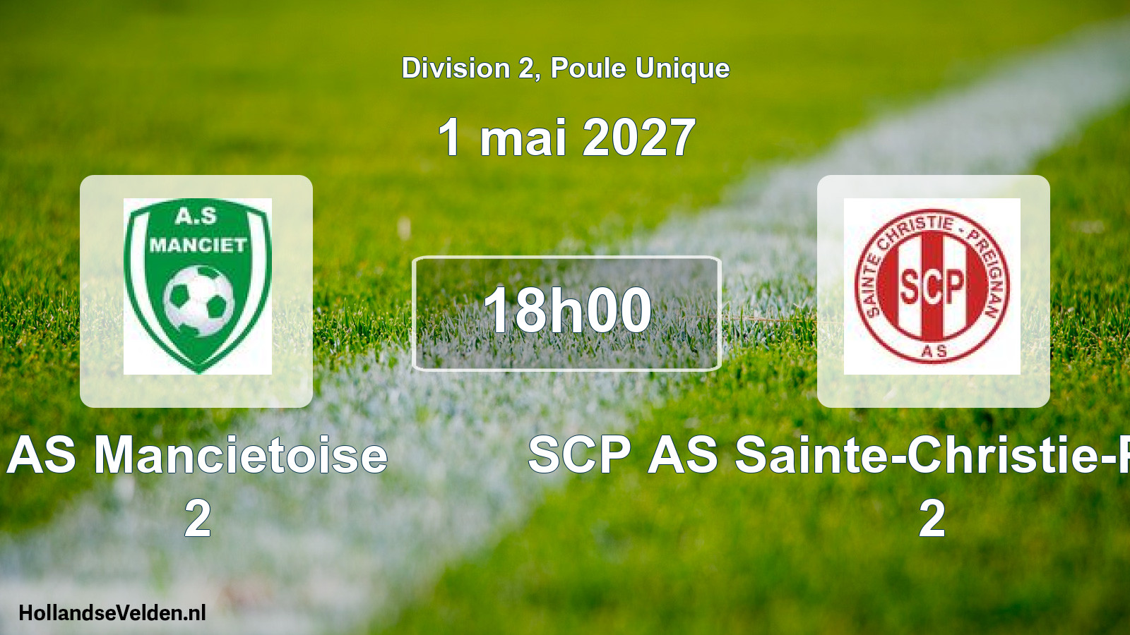 Match programmé: AS Mancietoise 2 - SCP AS Sainte-Christie-Preignan 2 (1 mai 2027)