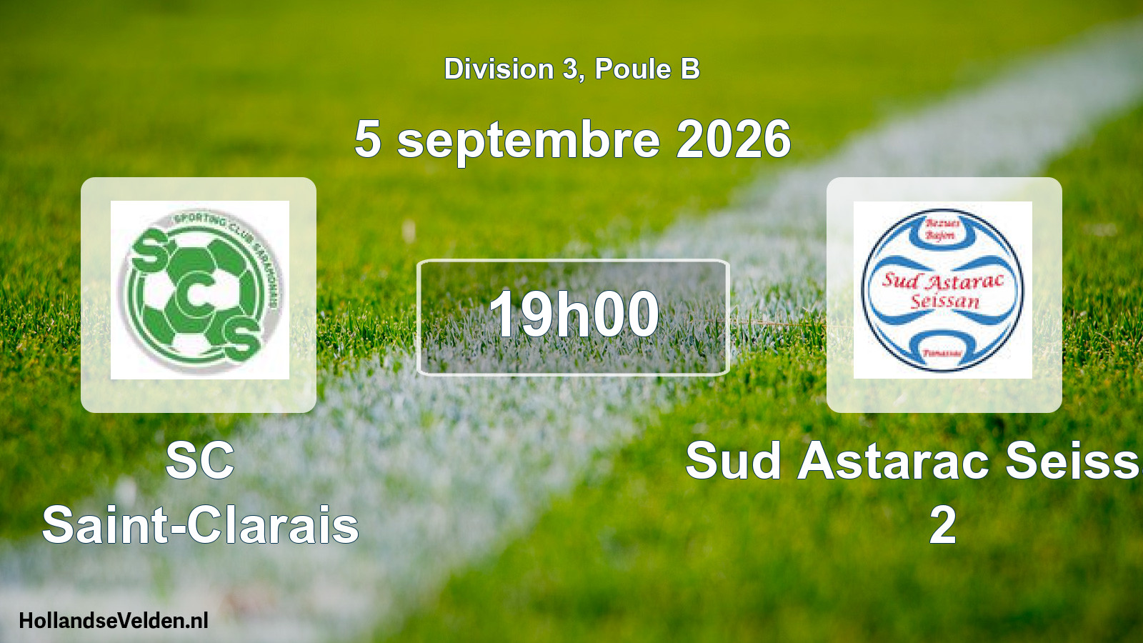 Match programmé: SC Saint-Clarais - Sud Astarac Seissan 2 (5 septembre 2026)