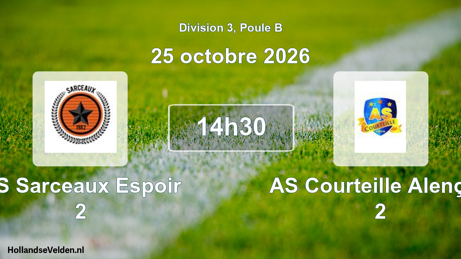 Scheduled Match: AS Sarceaux Espoir 2 - AS Courteille Alençon 2 (25 October 2026)