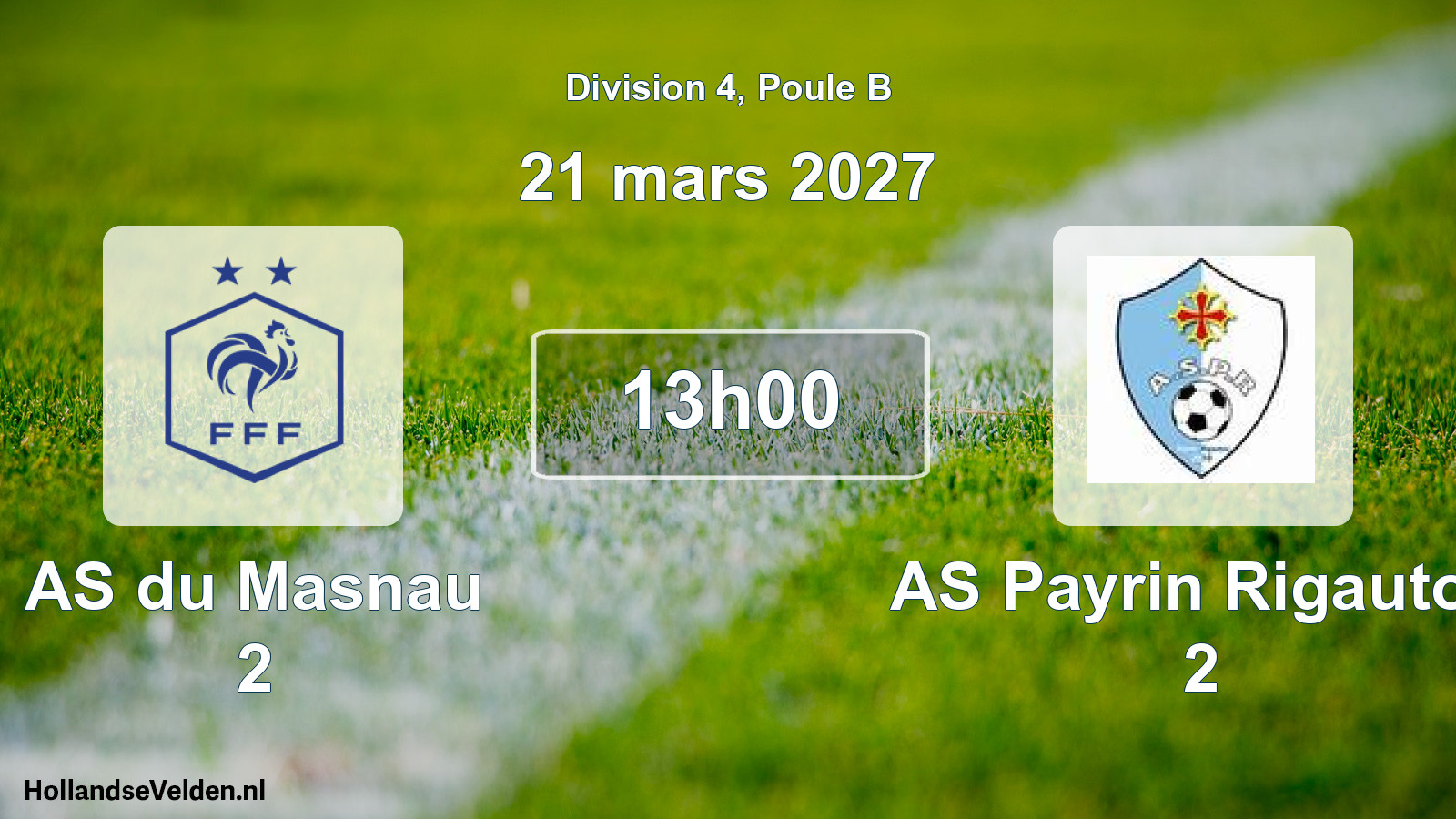 Match programmé: AS du Masnau 2 - AS Payrin Rigautou 2 (21 mars 2027)