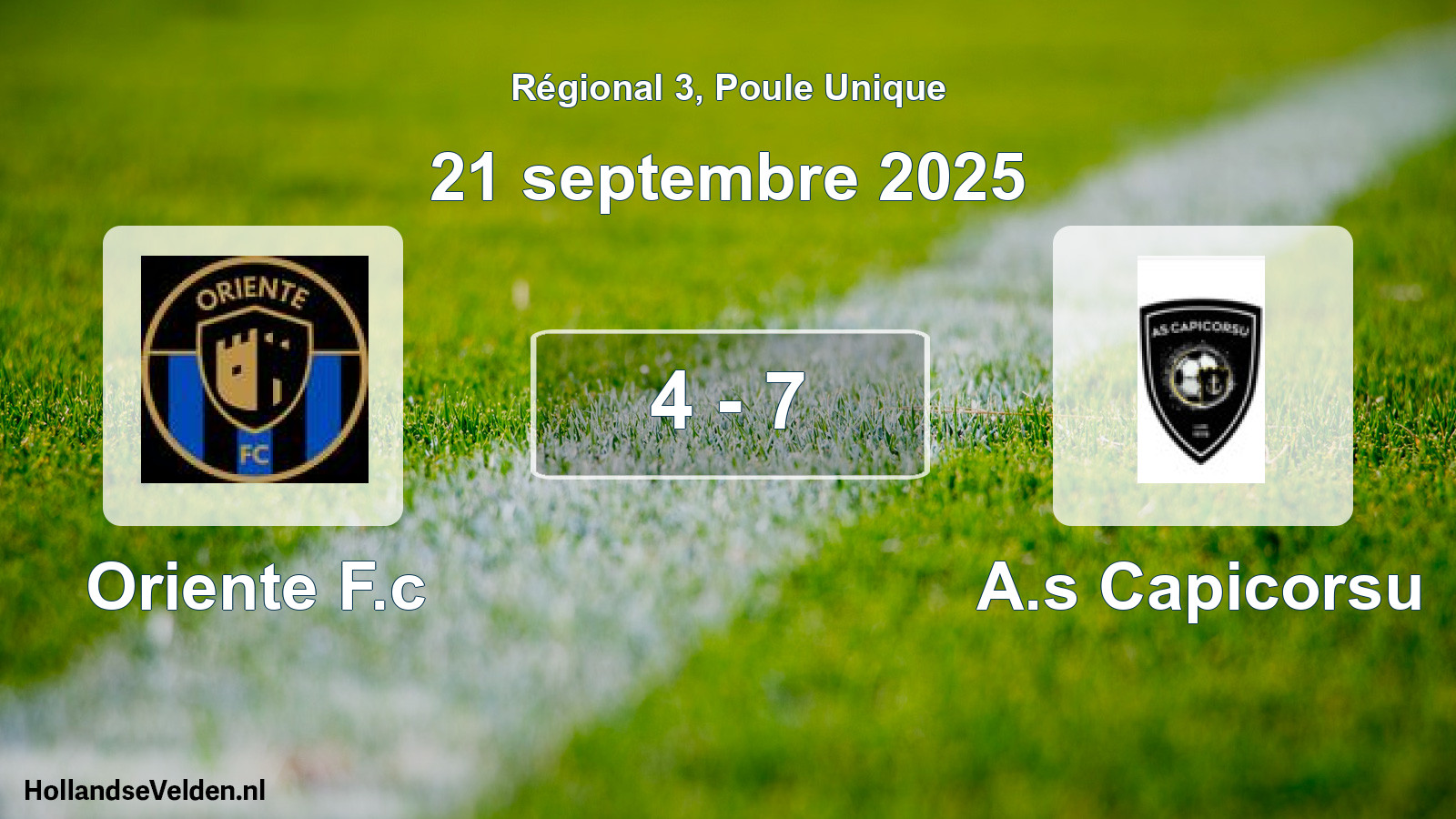 Gespeelde wedstrijd: Oriente F.c - A.s Capicorsu 4 - 7 (21 septembre 2025)