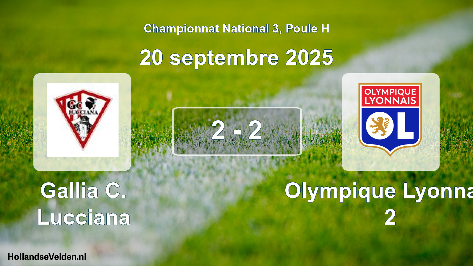 Gespeelde wedstrijd: Gallia C. Lucciana - Olympique Lyonnais 2 2 - 2 (20 septembre 2025)