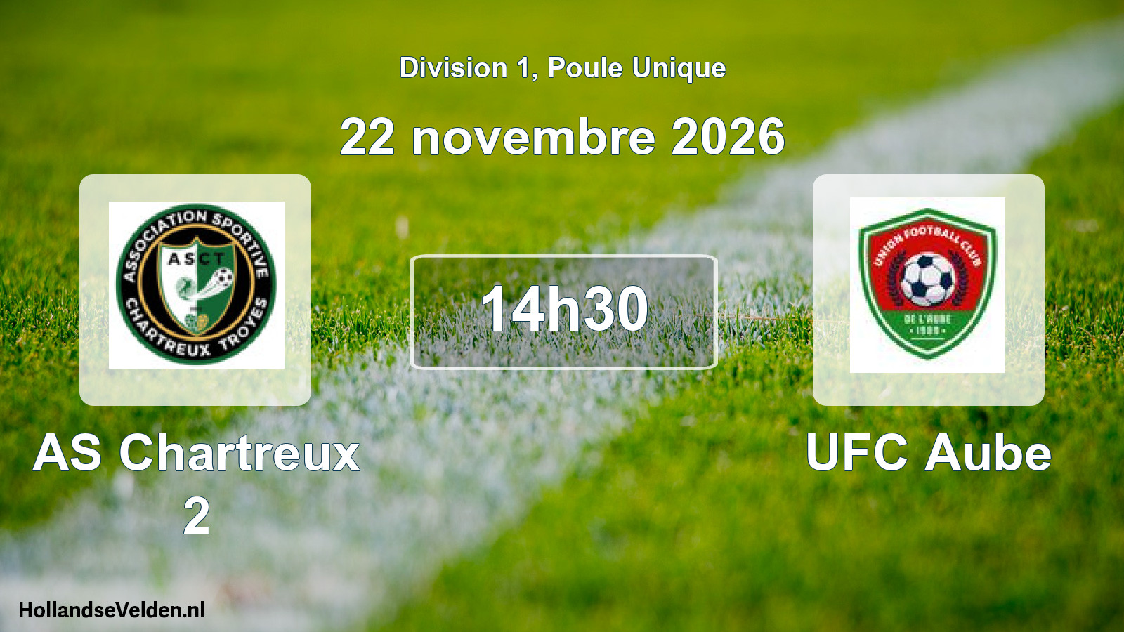 Match programmé: AS Chartreux 2 - UFC Aube (22 novembre 2026)