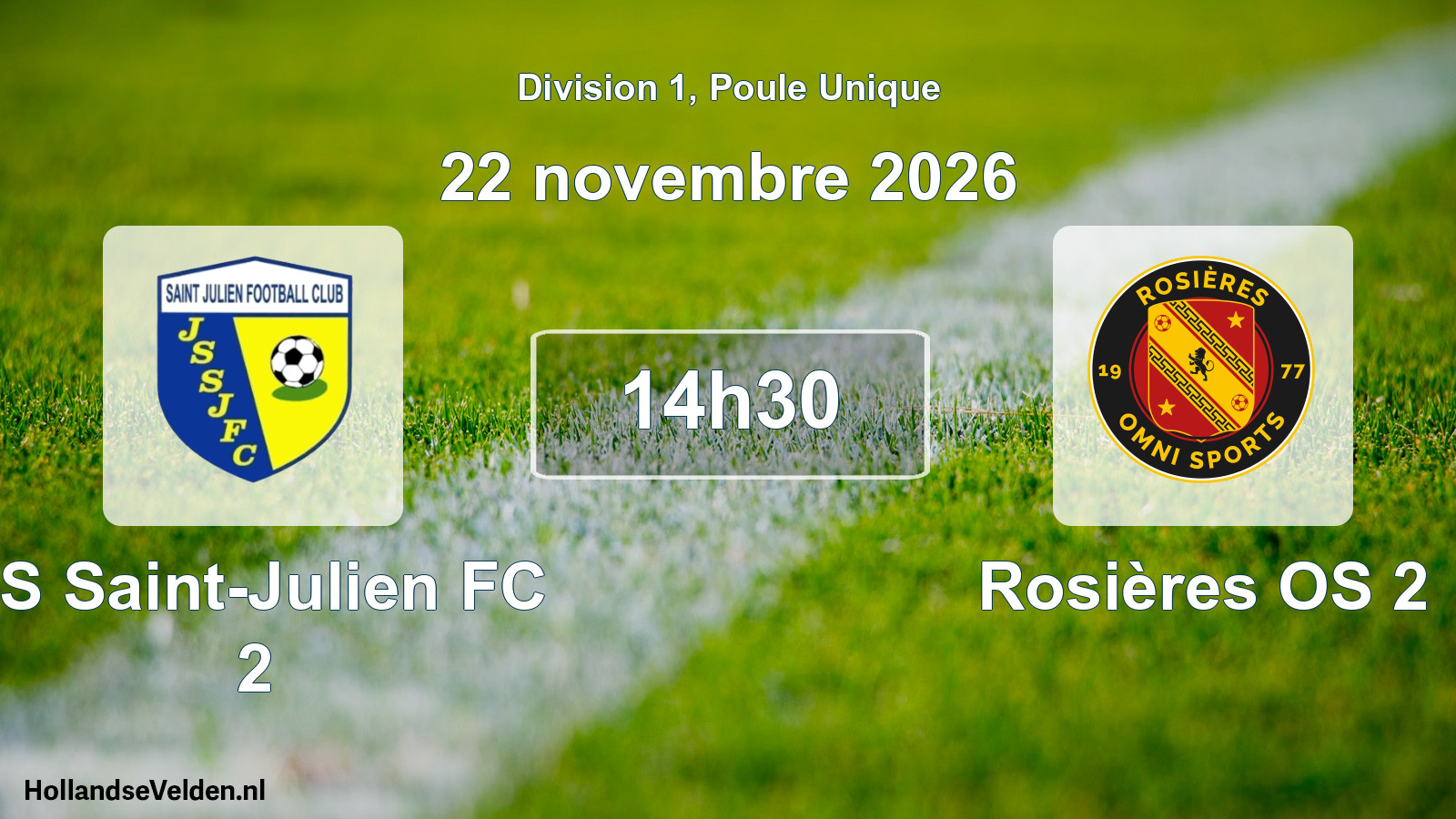 Match programmé: JS Saint-Julien FC 2 - Rosières OS 2 (22 novembre 2026)
