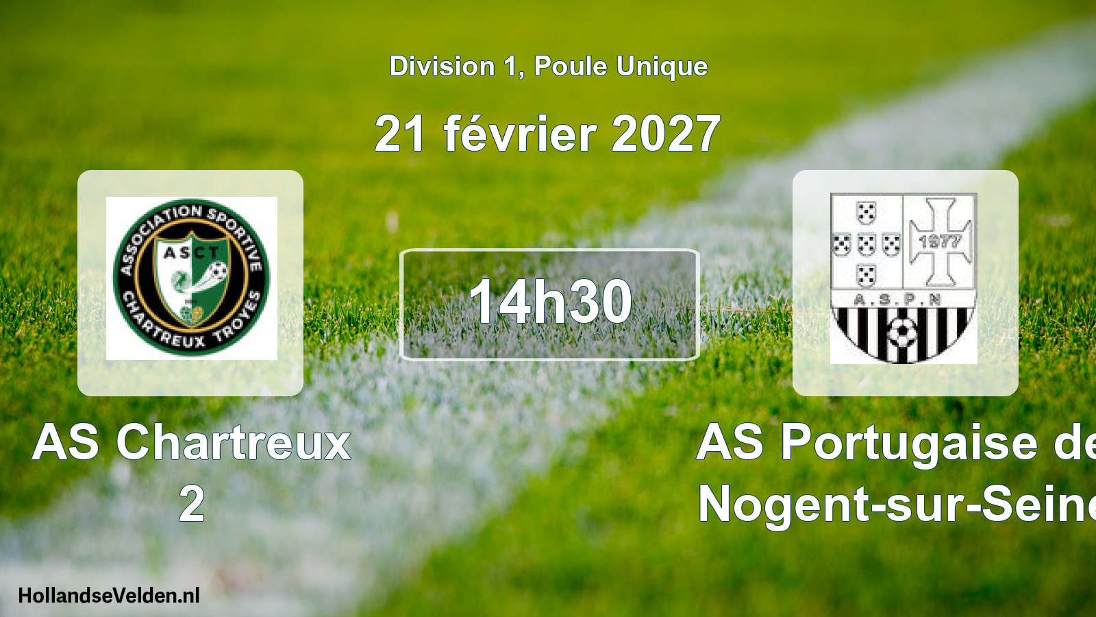 Match programmé: AS Chartreux 2 - AS Portugaise de Nogent-sur-Seine (21 février 2027)