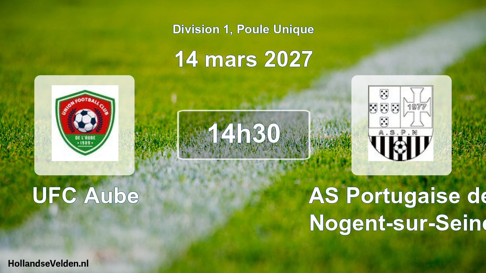 Match programmé: UFC Aube - AS Portugaise de Nogent-sur-Seine (14 mars 2027)
