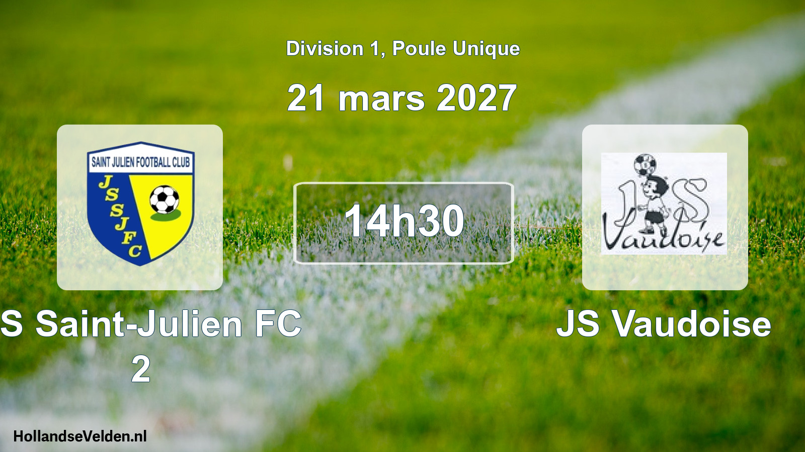 Match programmé: JS Saint-Julien FC 2 - JS Vaudoise (21 mars 2027)