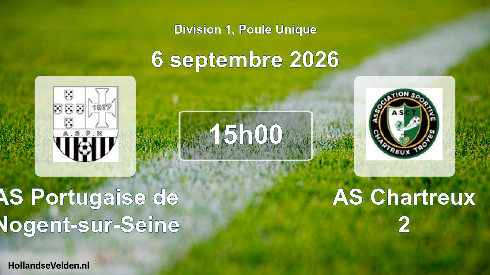 Match programmé: AS Portugaise de Nogent-sur-Seine - AS Chartreux 2 (6 septembre 2026)