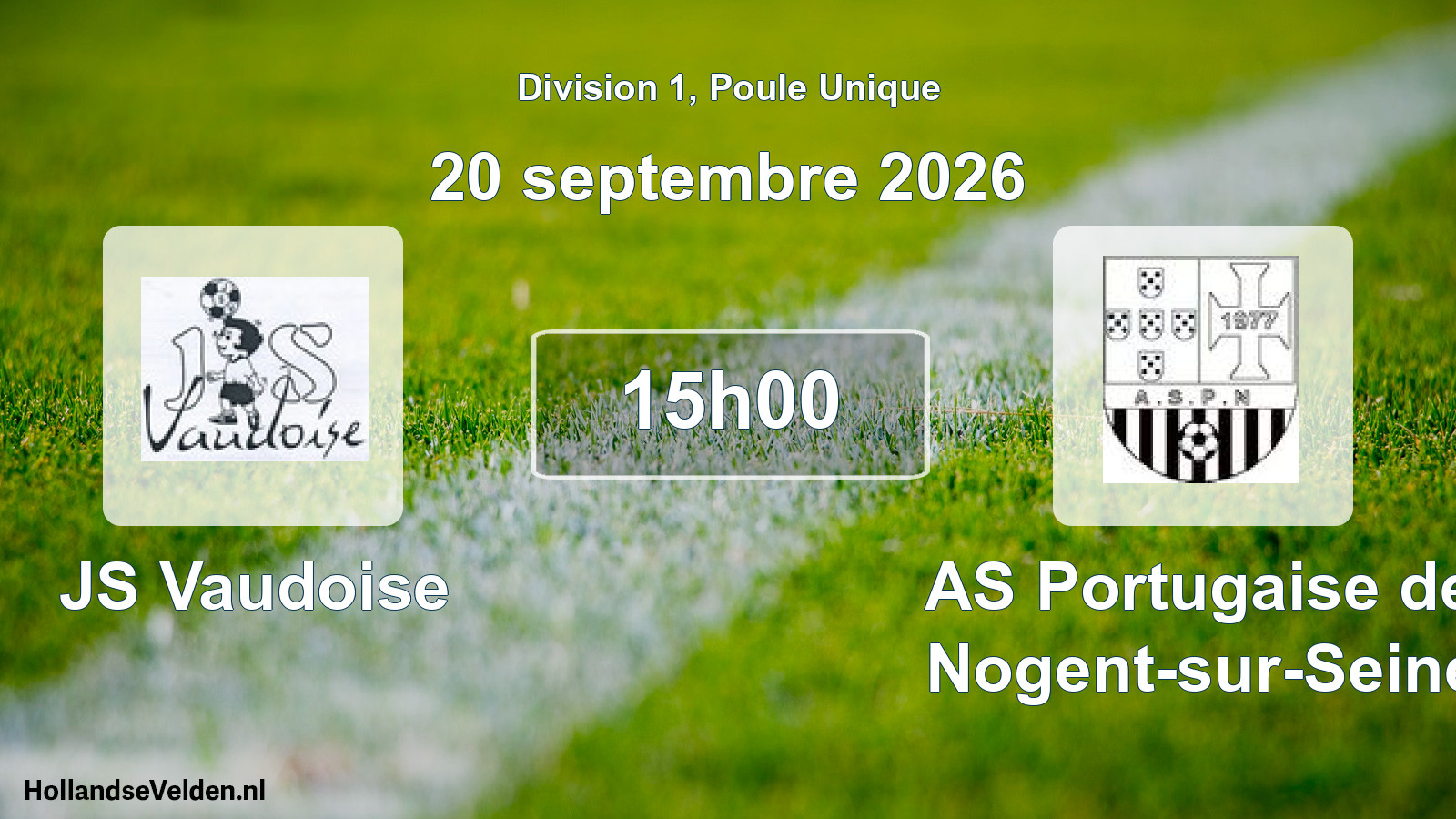 Match programmé: JS Vaudoise - AS Portugaise de Nogent-sur-Seine (20 septembre 2026)