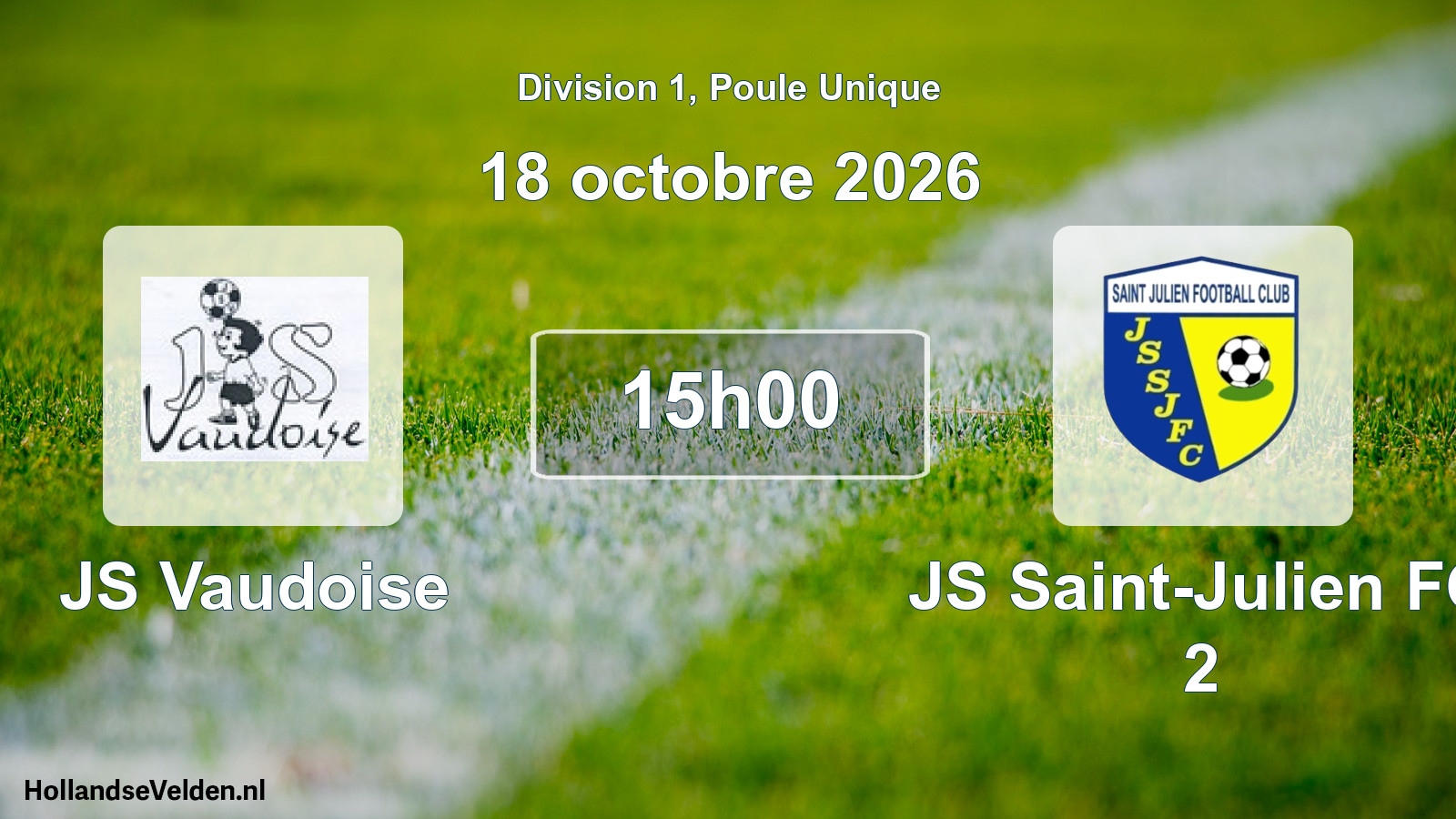Match programmé: JS Vaudoise - JS Saint-Julien FC 2 (18 octobre 2026)