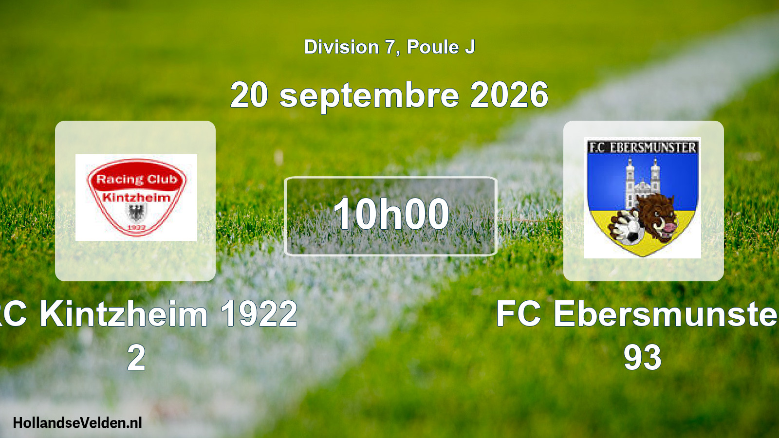 Match programmé: RC Kintzheim 1922 2 - FC Ebersmunster 93 (20 septembre 2026)