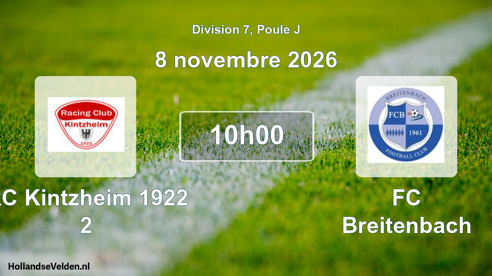 Match programmé: RC Kintzheim 1922 2 - FC Breitenbach (8 novembre 2026)