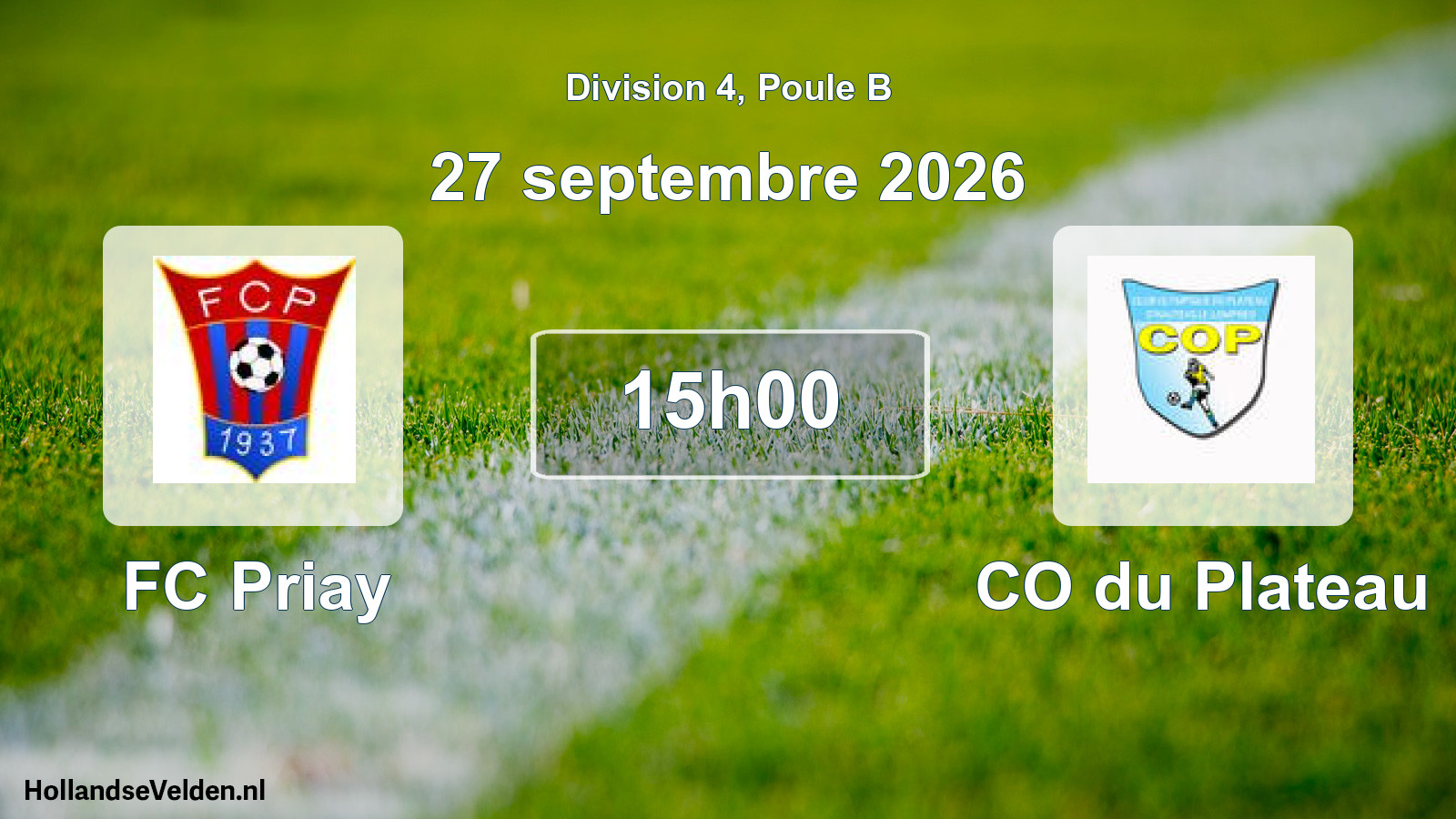 Geplande wedstrijd: FC Priay - CO du Plateau (27 september 2026)