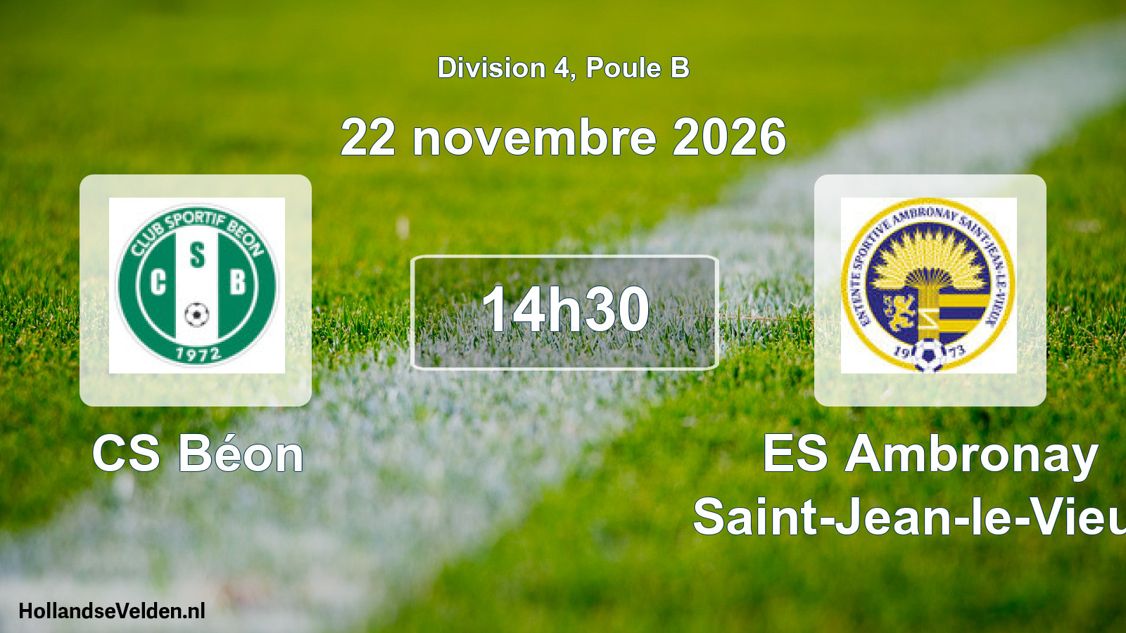 Geplande wedstrijd: CS Béon - ES Ambronay Saint-Jean-le-Vieux (22 november 2026)