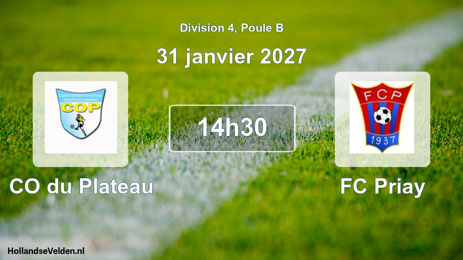 Geplande wedstrijd: CO du Plateau - FC Priay (31 januari 2027)