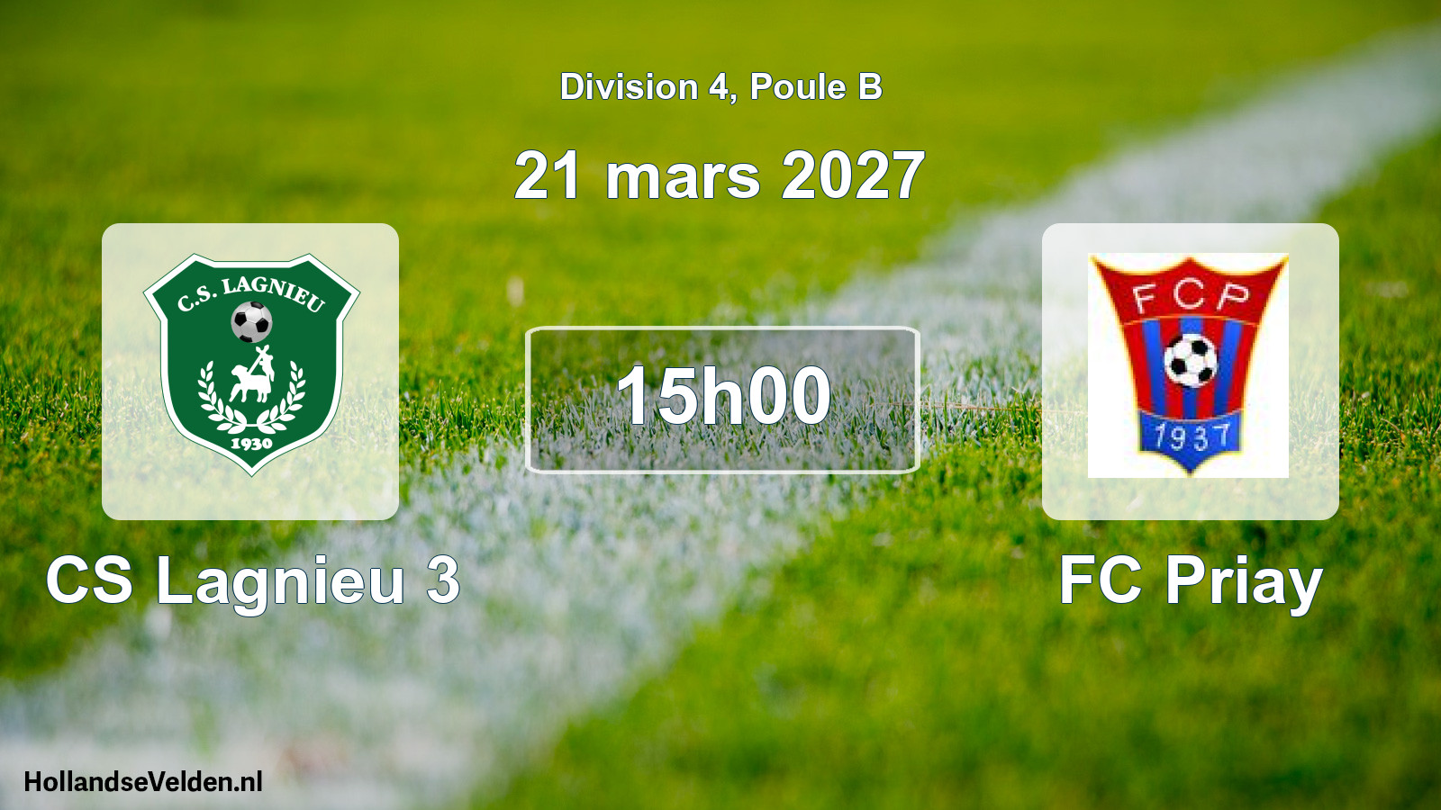 Geplande wedstrijd: CS Lagnieu 3 - FC Priay (21 maart 2027)