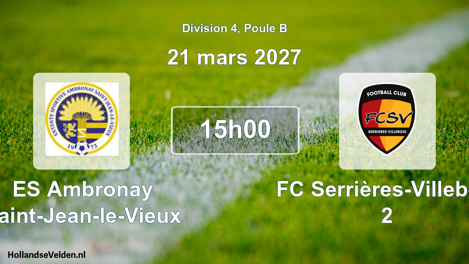 Geplande wedstrijd: ES Ambronay Saint-Jean-le-Vieux - FC Serrières-Villebois 2 (21 maart 2027)