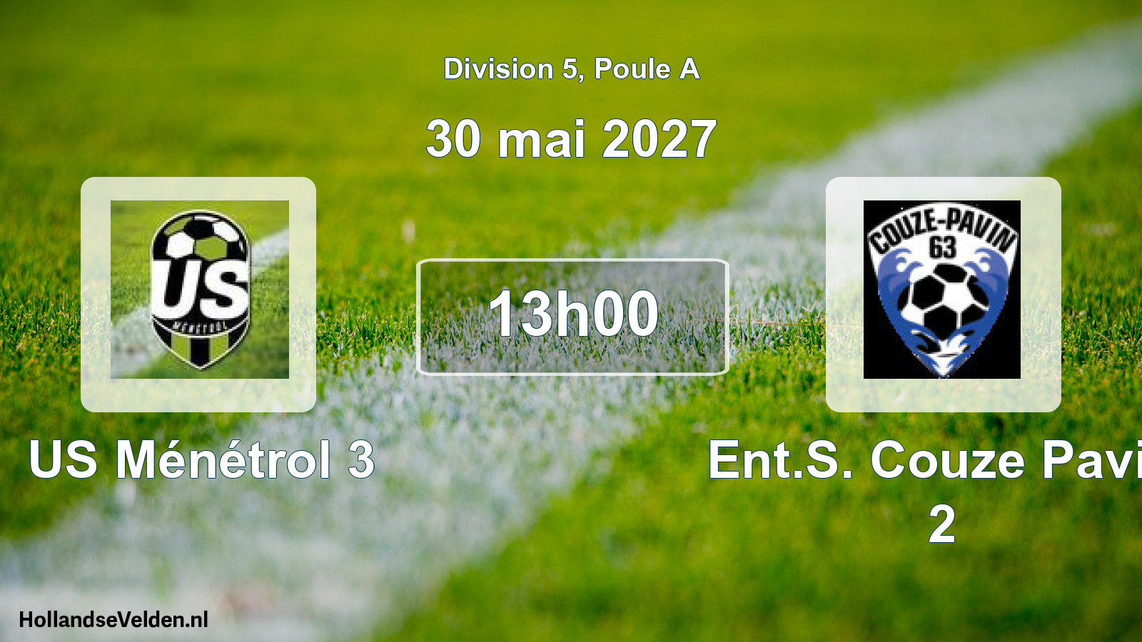 Match programmé: US Ménétrol 3 - Ent.S. Couze Pavin 2 (30 mai 2027)