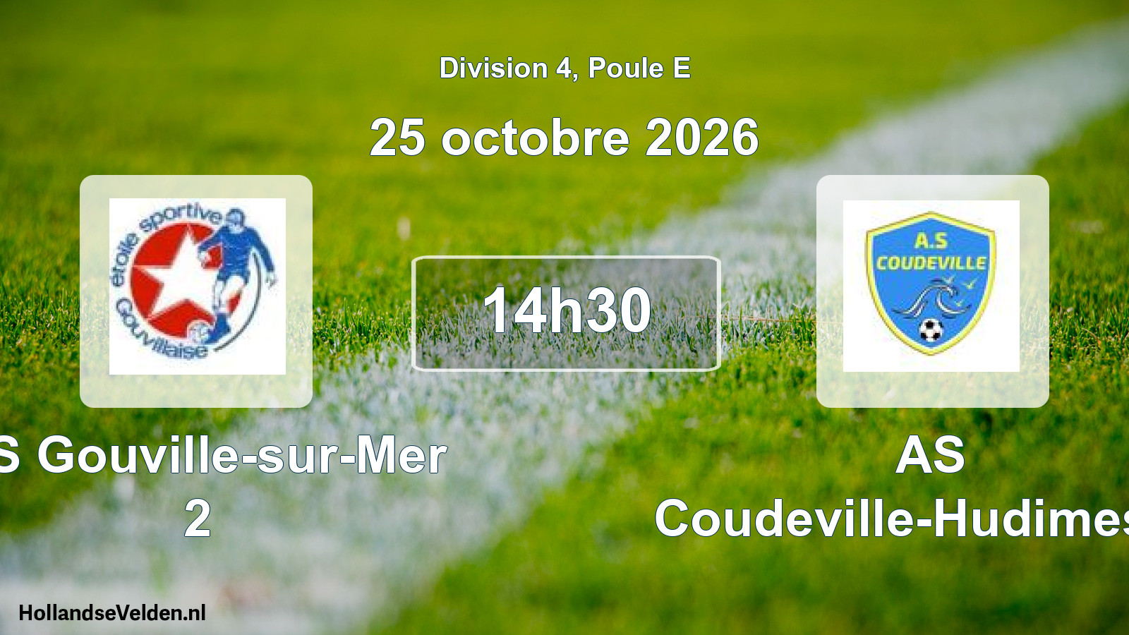 Match programmé: ES Gouville-sur-Mer 2 - AS Coudeville-Hudimesnil (25 octobre 2026)