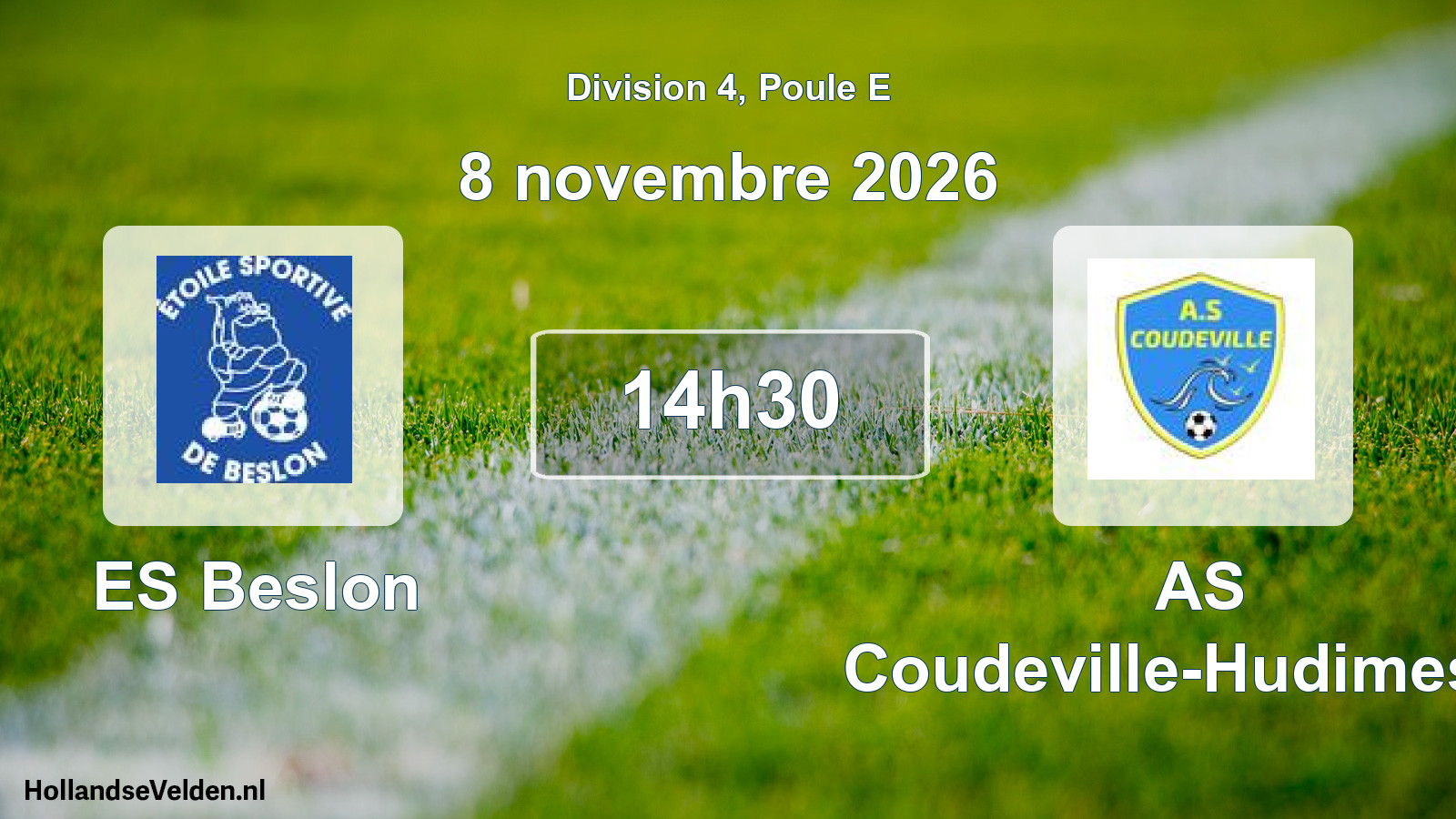Match programmé: ES Beslon - AS Coudeville-Hudimesnil (8 novembre 2026)