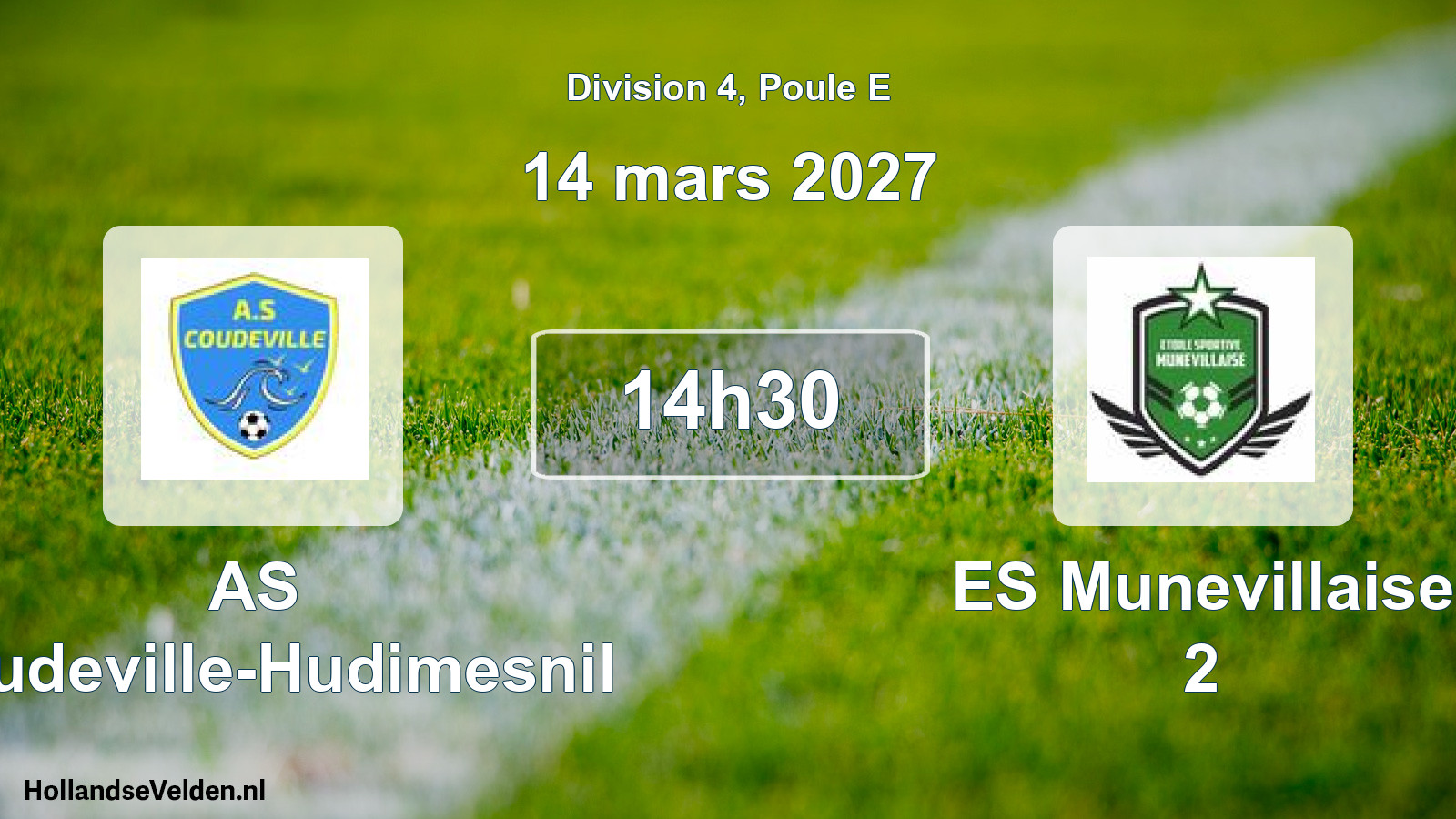 Match programmé: AS Coudeville-Hudimesnil - ES Munevillaise 2 (14 mars 2027)