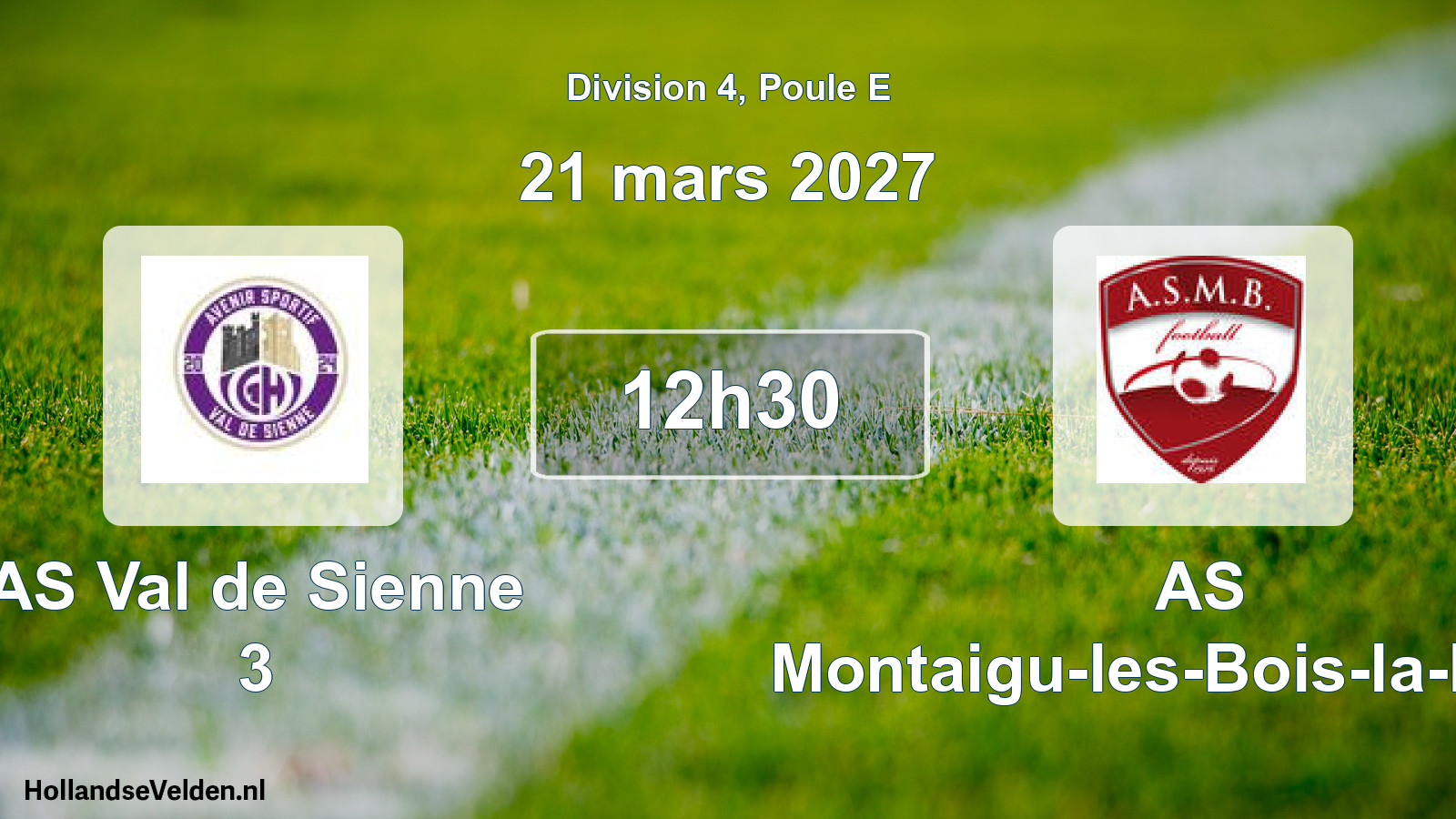 Match programmé: AS Val de Sienne 3 - AS Montaigu-les-Bois-la-Blouti (21 mars 2027)