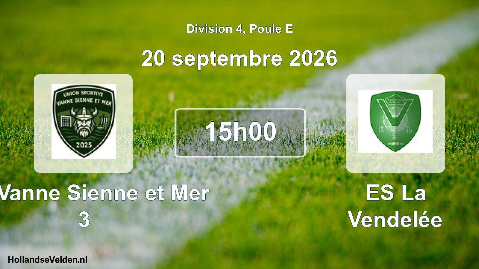 Match programmé: US Vanne Sienne et Mer 3 - ES La Vendelée (20 septembre 2026)