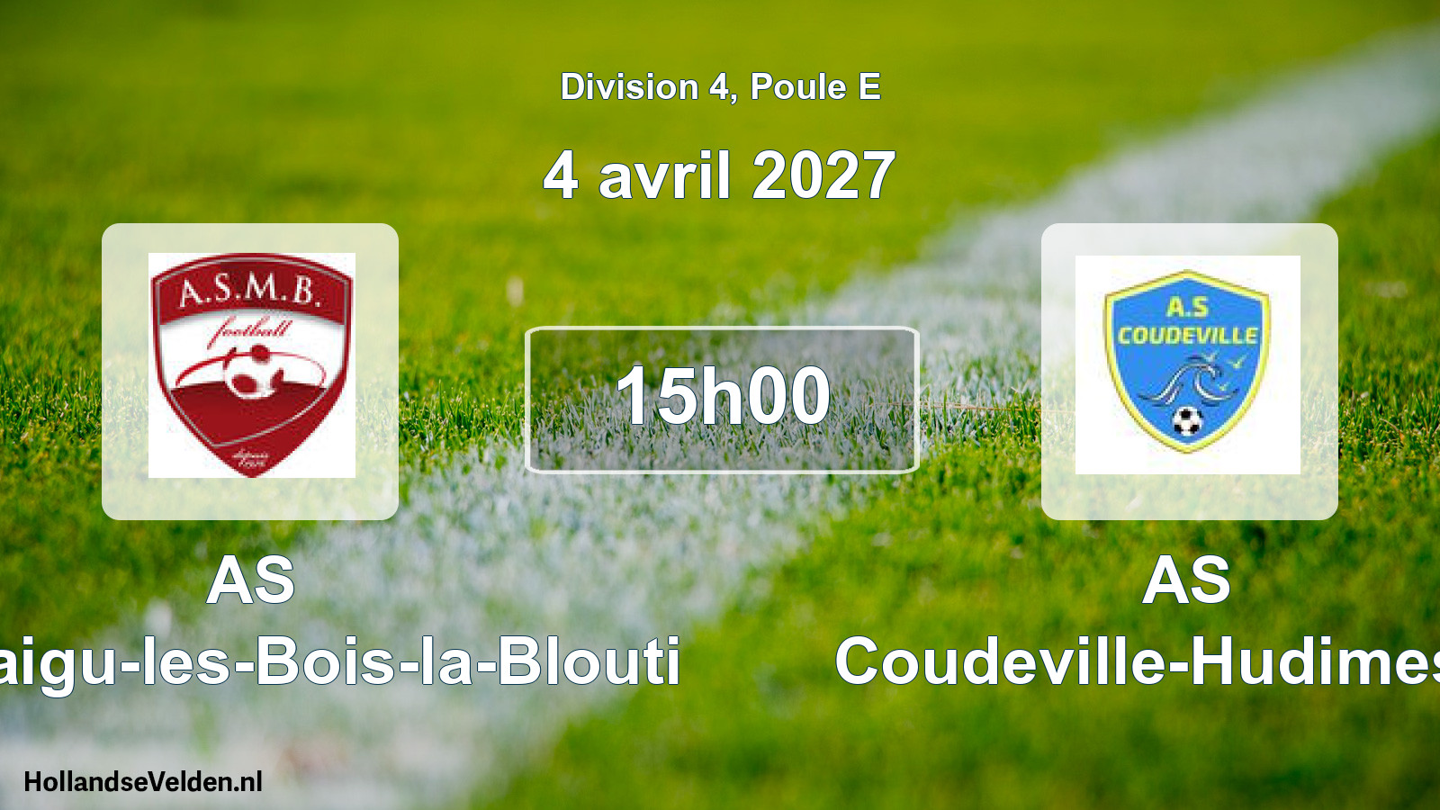 Match programmé: AS Montaigu-les-Bois-la-Blouti - AS Coudeville-Hudimesnil (4 avril 2027)