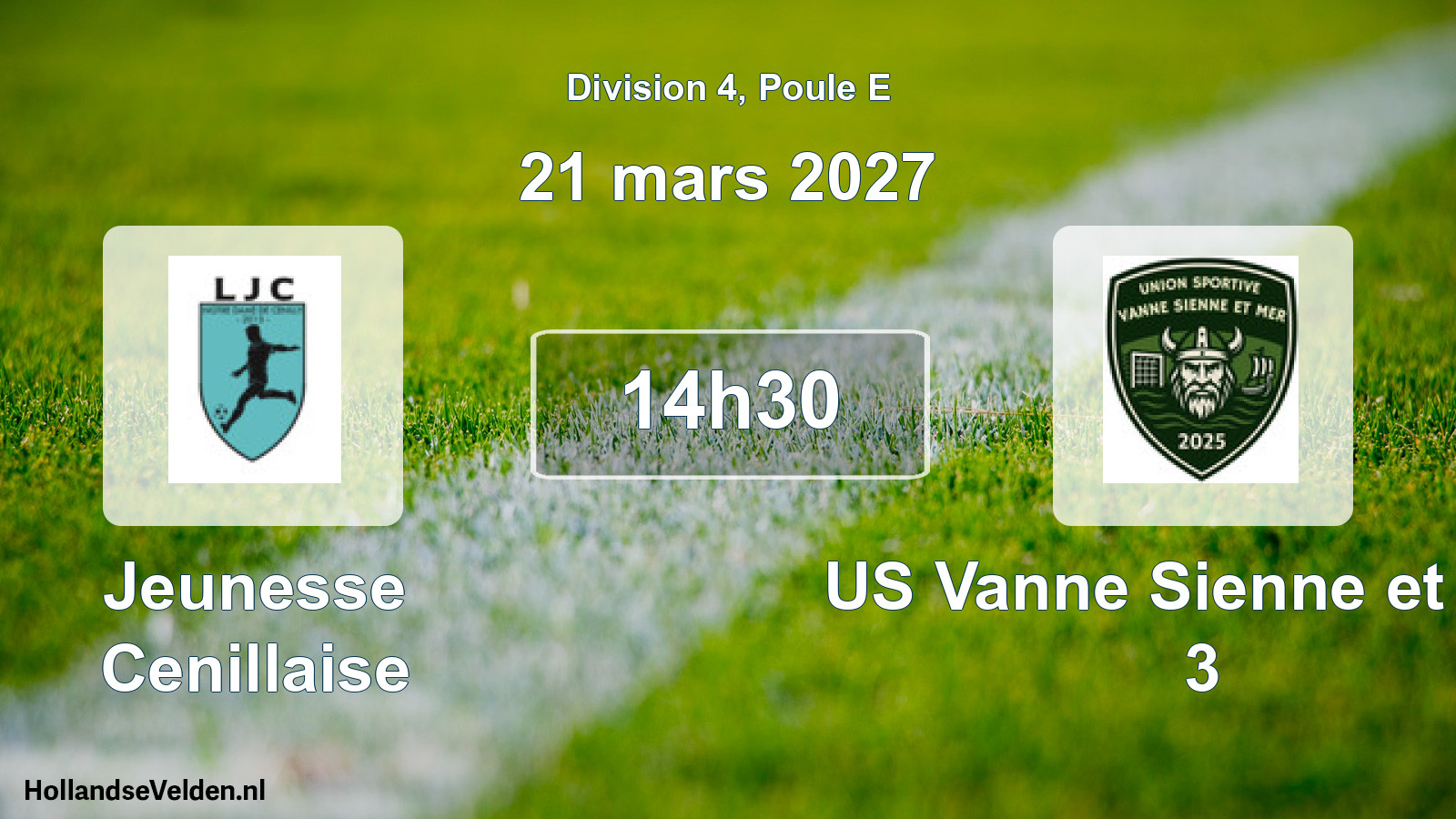 Match programmé: Jeunesse Cenillaise - US Vanne Sienne et Mer 3 (21 mars 2027)