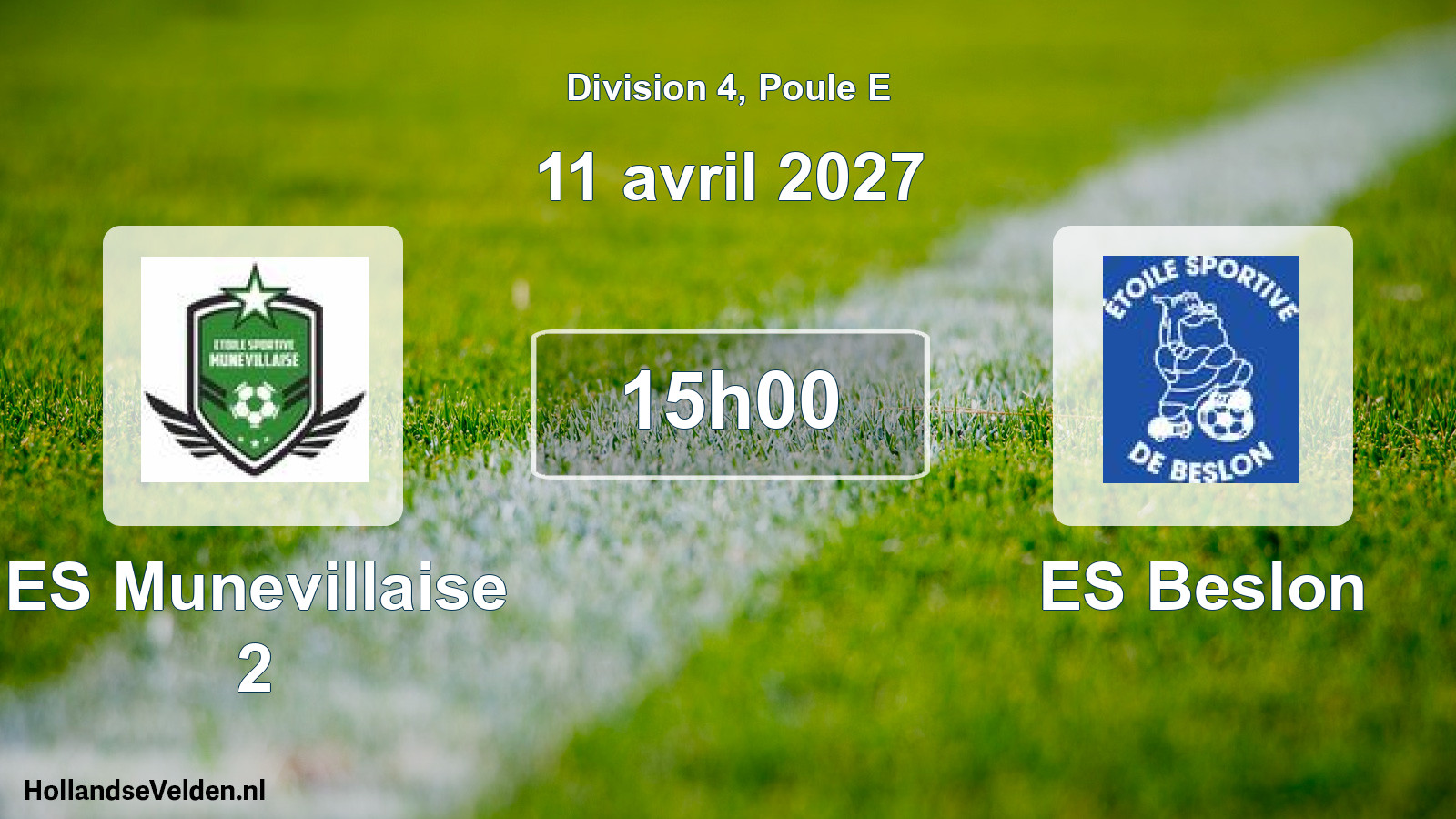 Match programmé: ES Munevillaise 2 - ES Beslon (11 avril 2027)