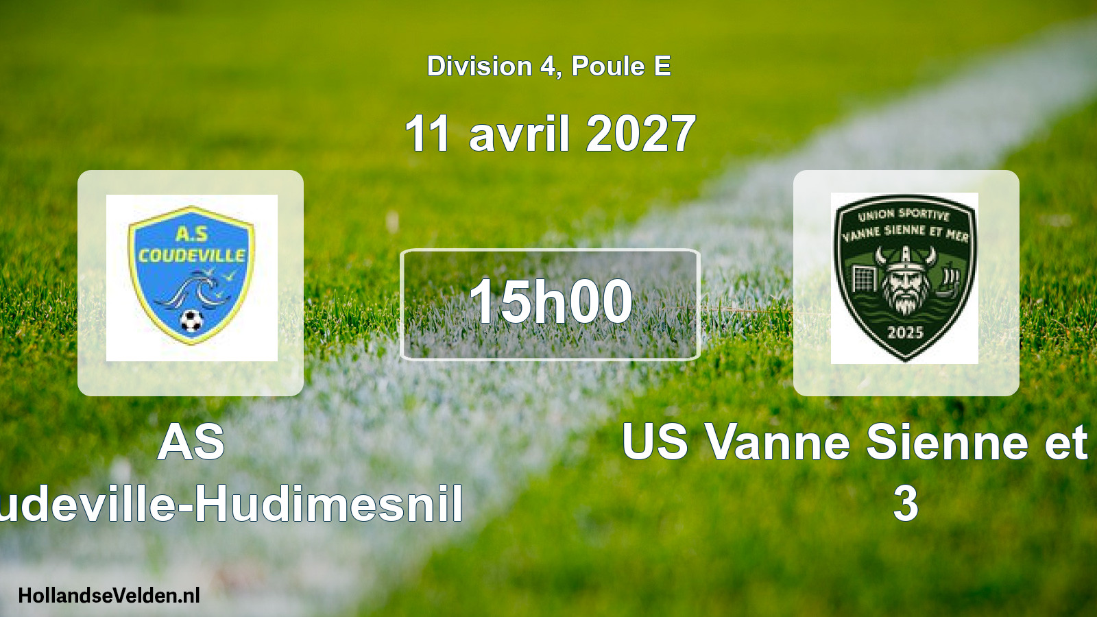 Match programmé: AS Coudeville-Hudimesnil - US Vanne Sienne et Mer 3 (11 avril 2027)
