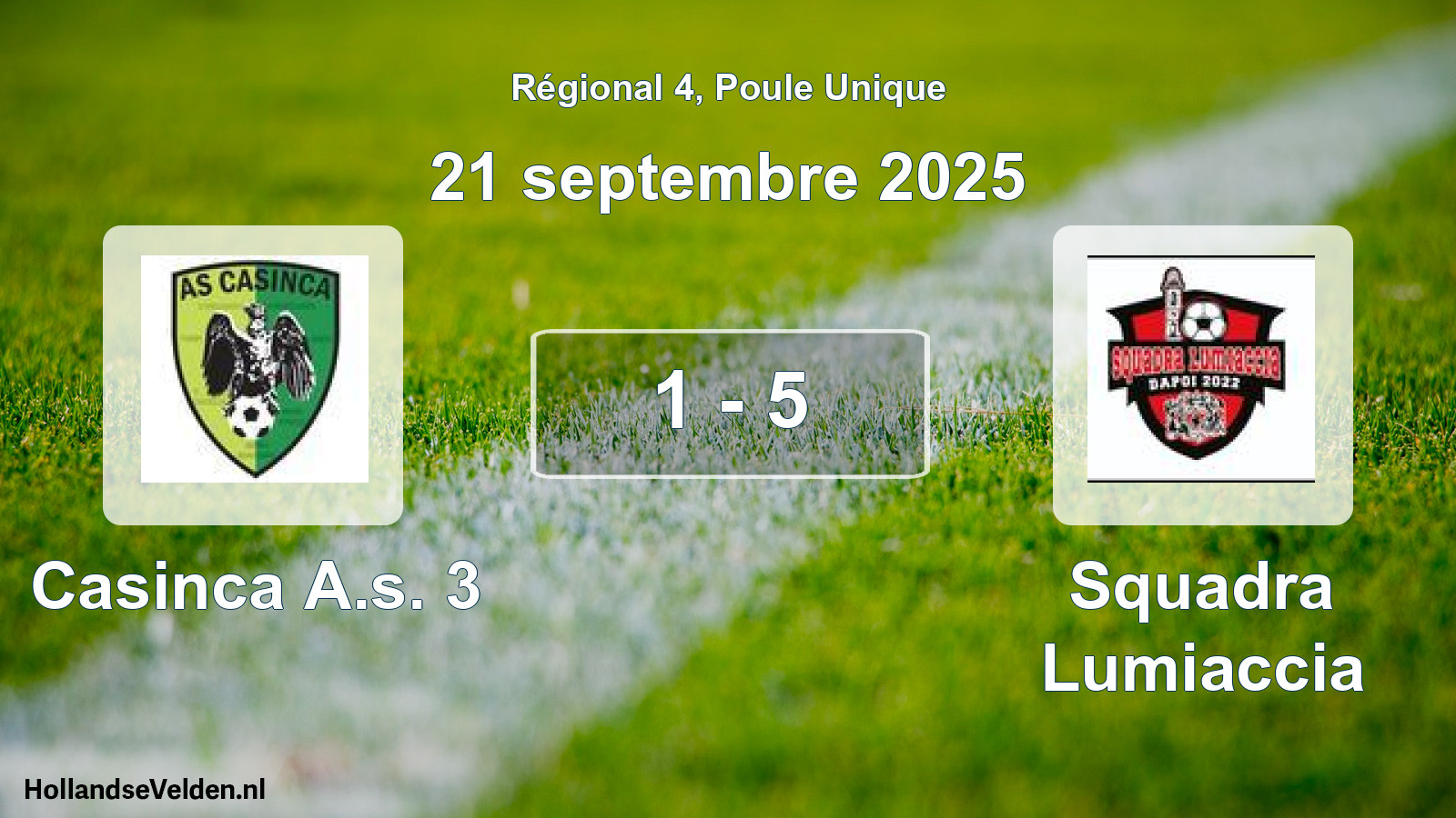 Gespeelde wedstrijd: Casinca A.s. 3 - Squadra Lumiaccia 1 - 5 (21 septembre 2025)
