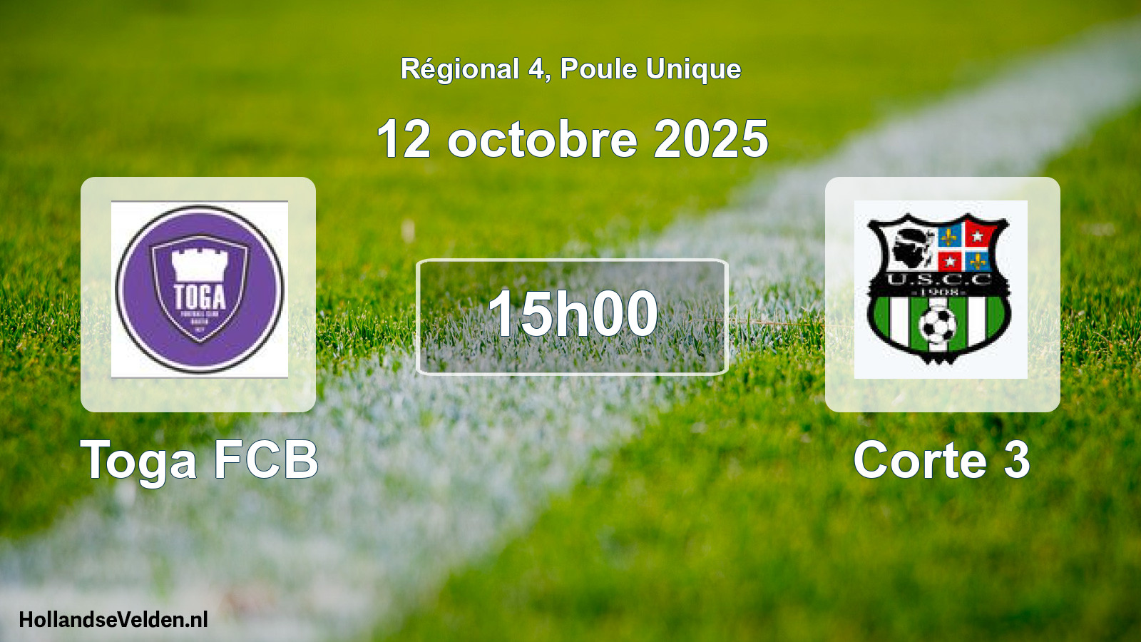 Geplande wedstrijd: Toga FCB - Corte 3 (12 octobre 2025)