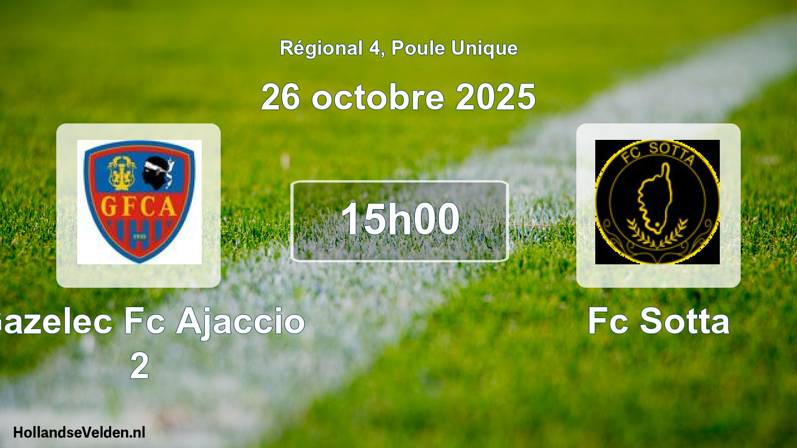 Geplande wedstrijd: Gazelec Fc Ajaccio 2 - Fc Sotta (26 oktober 2025)