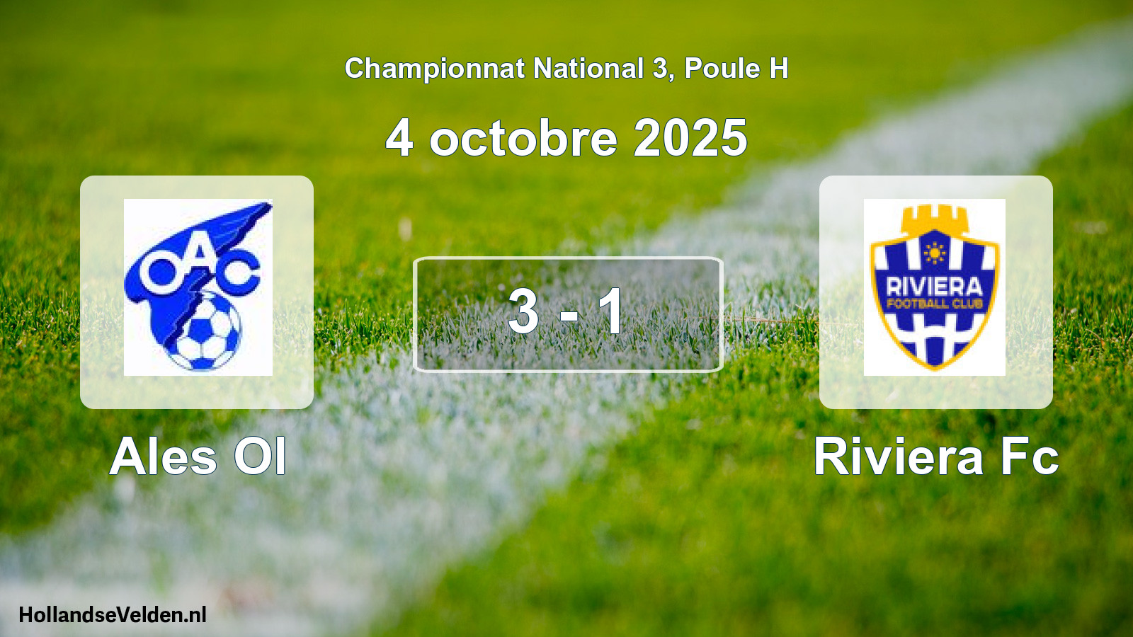 Gespeelde wedstrijd: Ales Ol - Riviera Fc 3 - 1 (4 oktober 2025)
